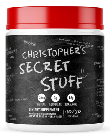 RAW Christopher's Secret Stuff Pre Workout Powder, Thavage (Tastes Like Winning) - Chris Bumstead CBUM Preworkout Supplement for Men & Women - Working Out, Hydration & Energy - 40 Servings RAW uk supplements