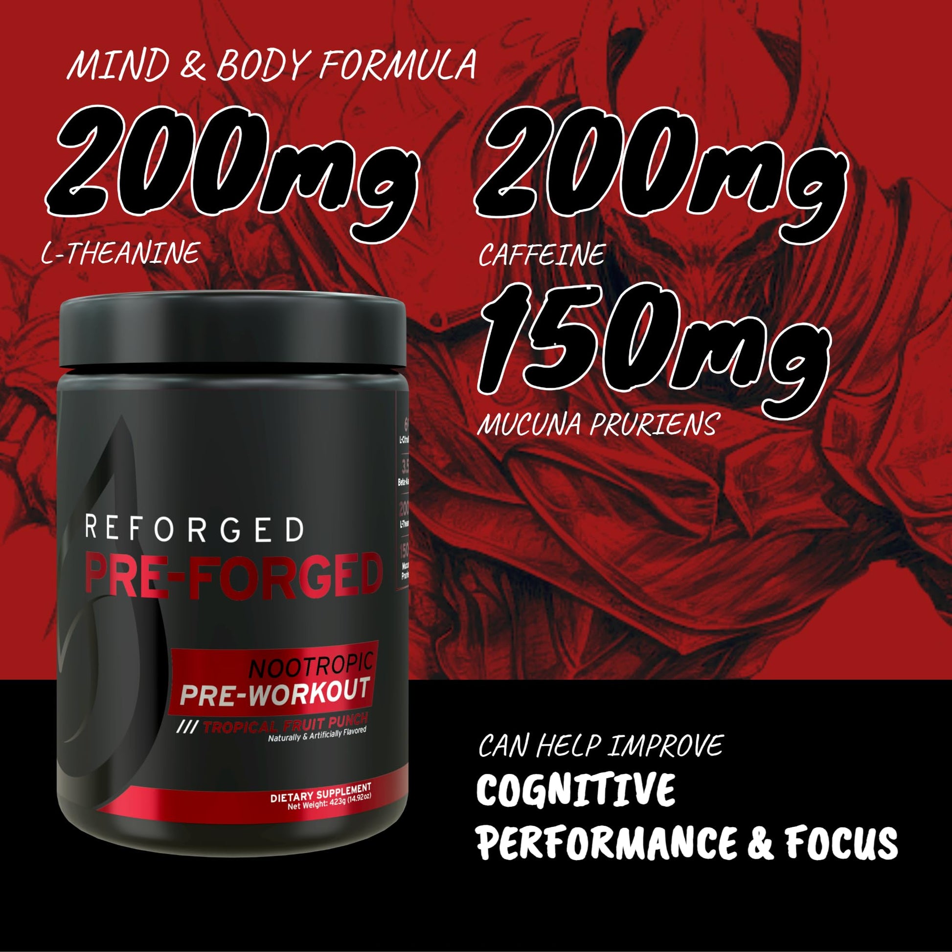 Reforged Pre-Forged L Theanine Pre Workout Powder Drink | Nootropic Nitric Oxide Energy Reforged uk supplements