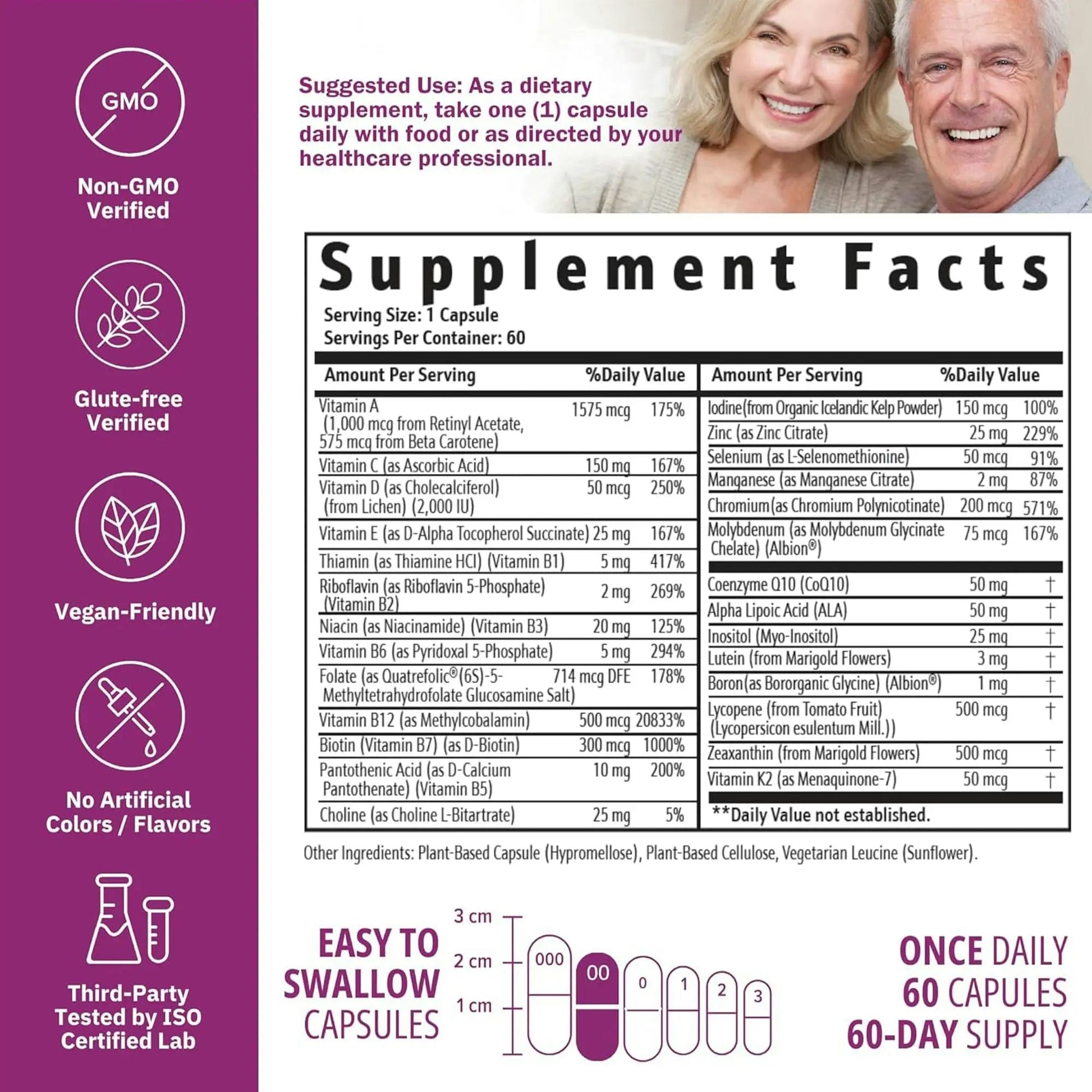 NatureGenX Just One Daily Methylated Multivitamin - 60 Caps Pure Methyl B12, Methylfolate MTHFR Support Supplement Iron Free Methylated Vitamins NatureGenX uk supplements