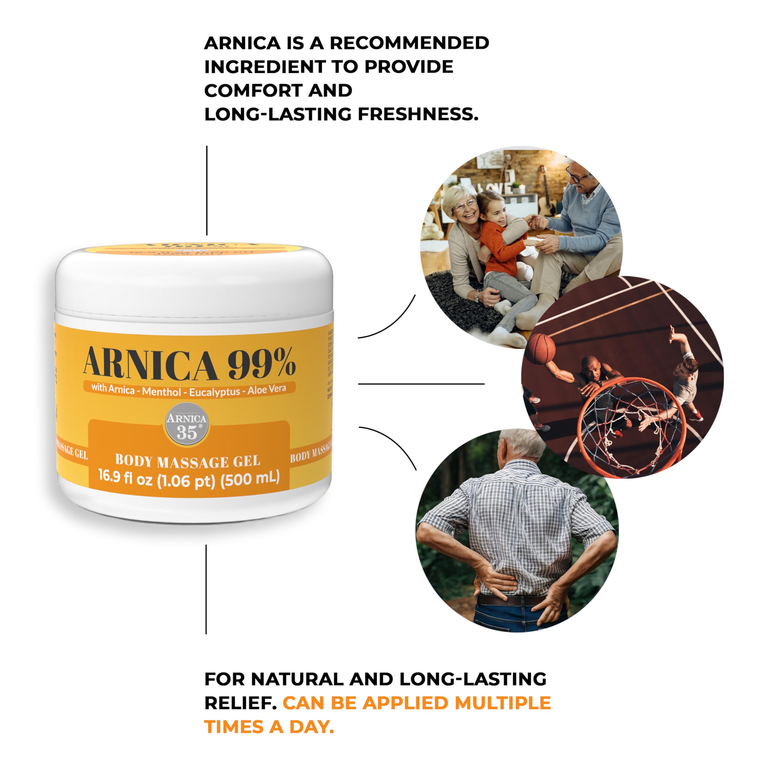 Arnica 35 Arnica Body Massage Gel – Water-Based Cosmetic Massage Gel with Arnica Montana, Fast-Absorbing Lightweight Texture, Non-Greasy Feel, Dermatologically Tested, 16.9 fl oz Arnica uk supplements