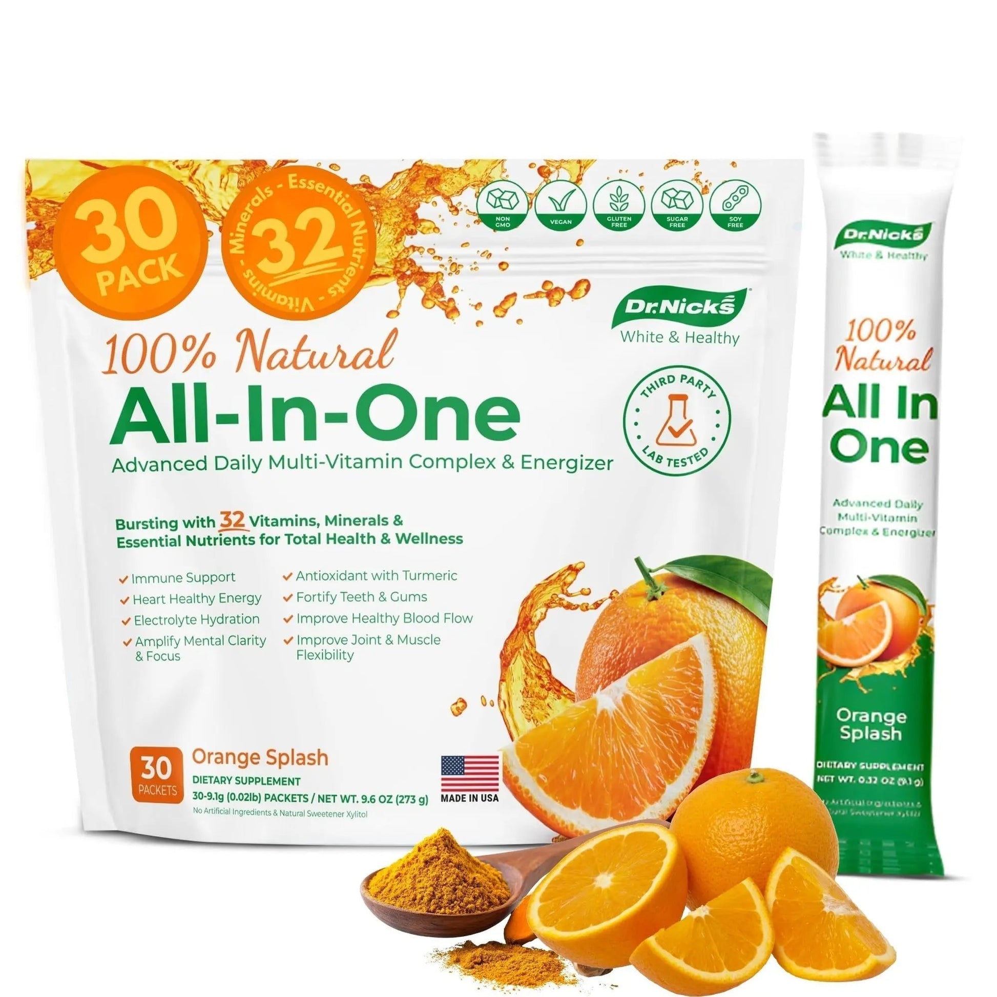 Dr. Nick's Multivitamin Powder for Women, 30 Pack, Orange Splash, Multivitamin for Women with 32 Vitamins and Minerals Dr.Nick's White & Healthy uk supplements