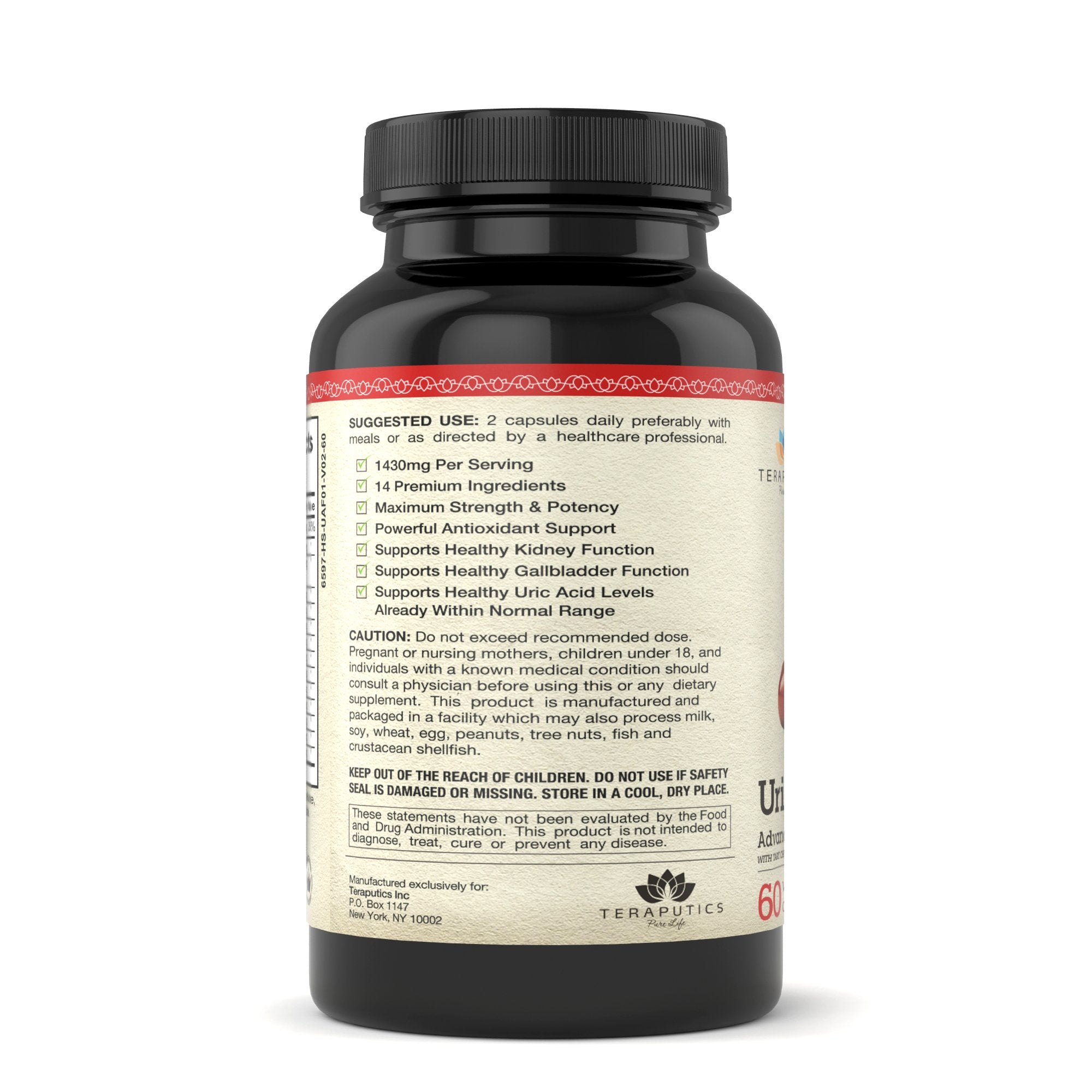 Uric Acid Support Formula | Advanced Uric Acid Cleanse & Kidney Support Supplement - Includes Tart Cherry Concentrate, Celery Seed Extract + 12 More High Potency Ingredients, 60 Veggie Capsules Teraputics uk supplements