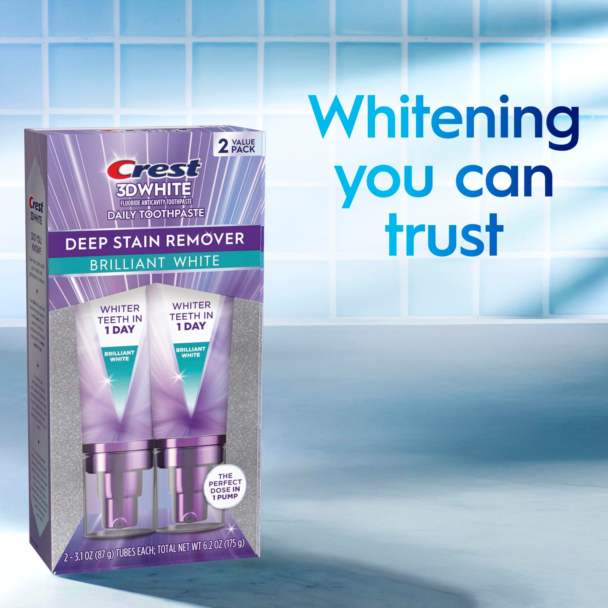 Crest 3DWhite Brilliance Deep Stain Remover Brilliant White Toothpaste - 3.1oz/2pk Crest uk supplements