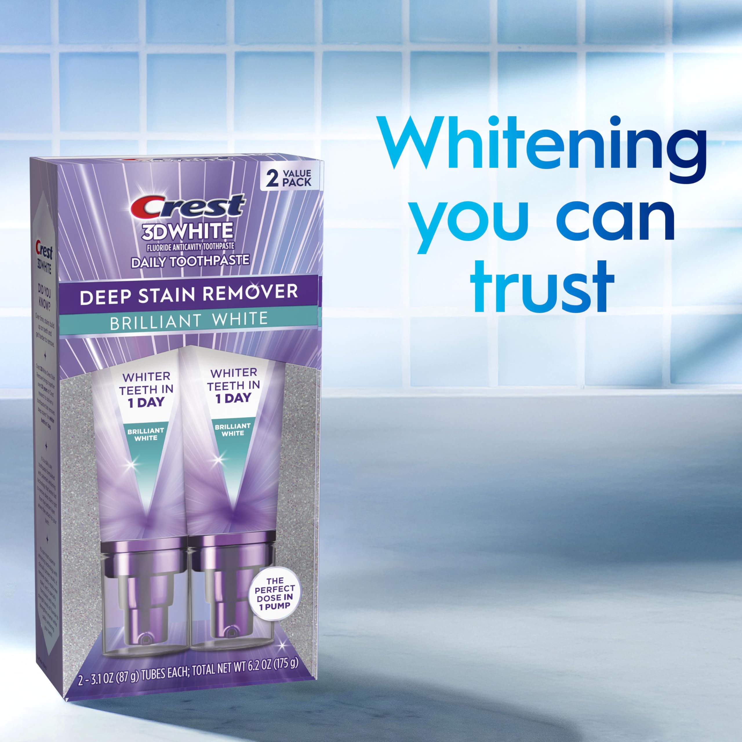 Crest 3DWhite Brilliance Deep Stain Remover Brilliant White Toothpaste - 3.1oz/2pk Crest uk supplements