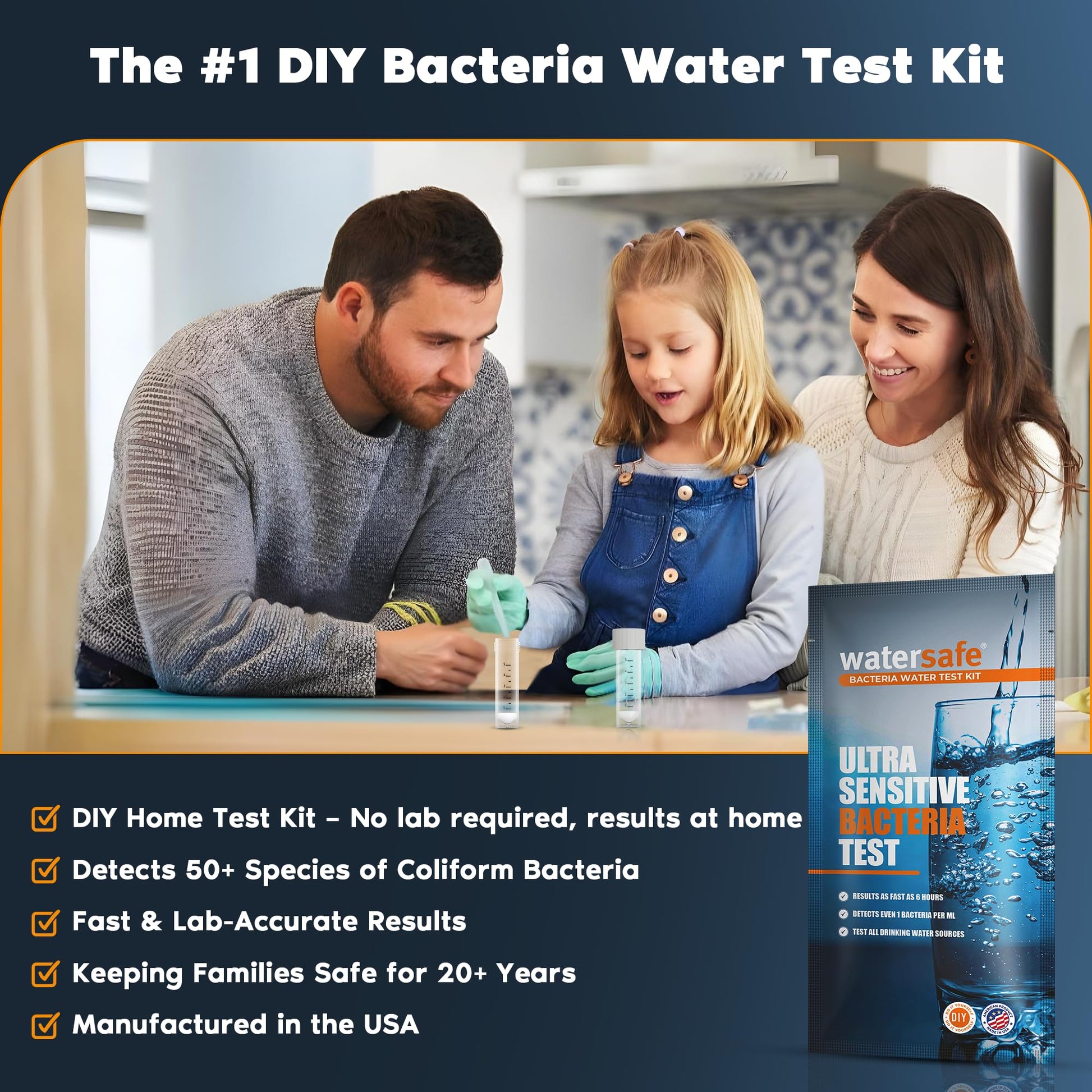 Watersafe® Bacteria Water Test Kit – USA-Made – Results as Fast as 6 Hours – Detects Coliform (Inc. E. coli) & Non-Coliform Bacteria in Drinking, Well & Tap Water – Lab-Quality Testing – 1 Pack Watersafe uk supplements