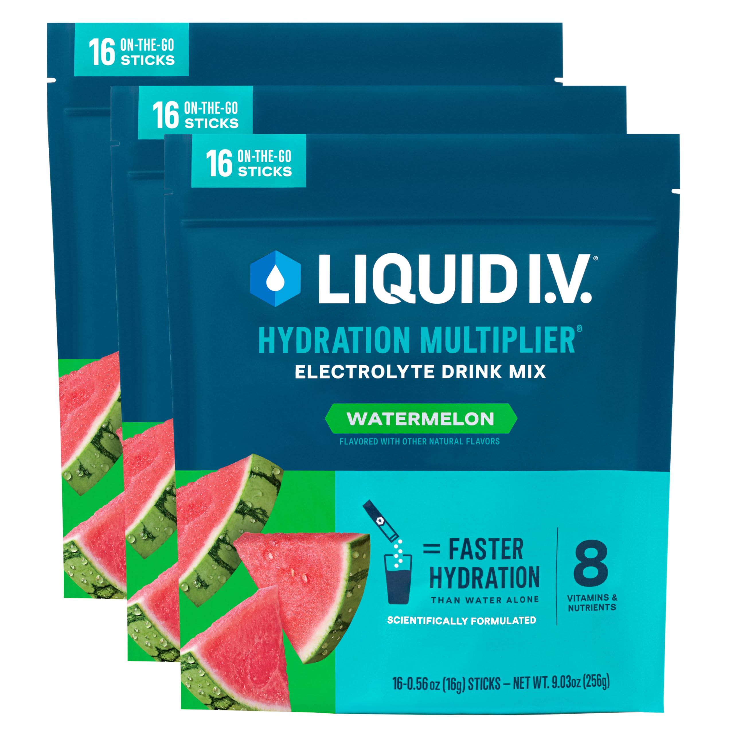 Liquid I.V.® Hydration Multiplier - Watermelon | Electrolyte Powder Drink Mix | 3 Pack (48 Servings) Liquid I.V. uk supplements