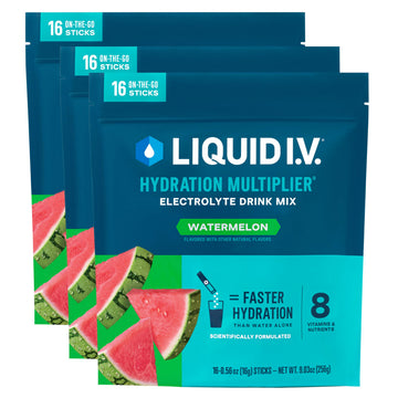 Liquid I.V.® Hydration Multiplier - Watermelon | Electrolyte Powder Drink Mix | 3 Pack (48 Servings) Liquid I.V. uk supplements