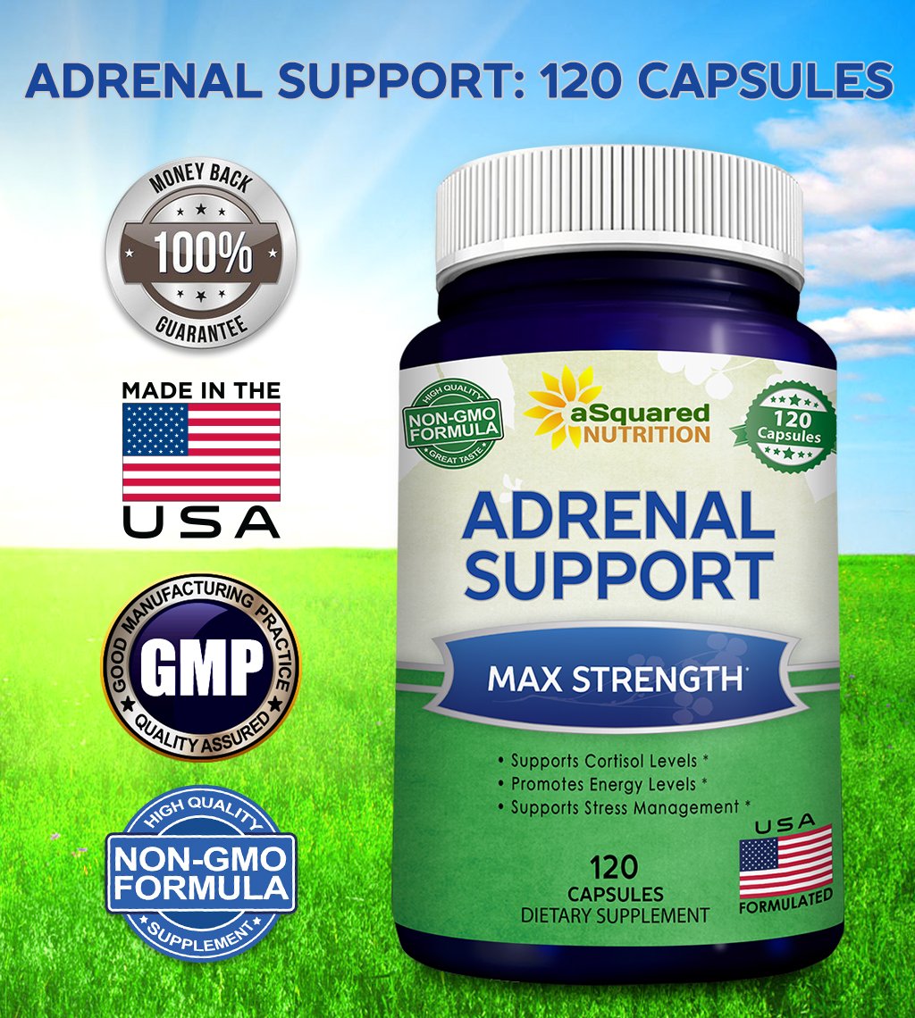 aSquared Nutrition Adrenal Support & Cortisol Manager Supplement (120 Capsules)-Adrenal Health w/Vitamin C Complex Pills to Support Fatigue & Stress Relief-Ashwagandha, L-Tyrosine, Rhodiola & Ginseng aSquared Nutrition uk supplements