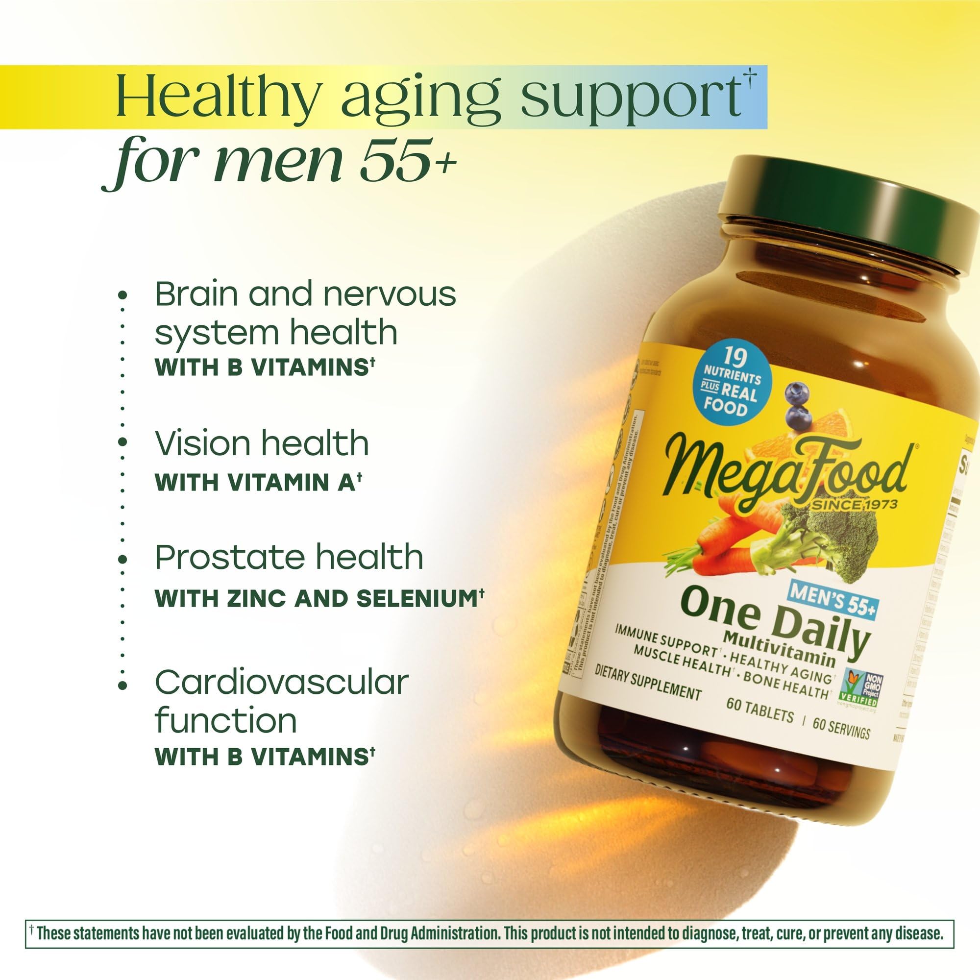 MegaFood Multivitamin for Men 55+ One Daily Mens Multivitamins, Methylated B12, Vitamin D3, C & Zinc MegaFood uk supplements