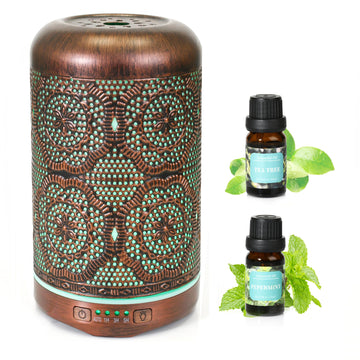 Essential Oil Diffuser, Upgraded Metal Diffusers with Lavender Lemon Essential Oils, 250ml BAIESHIJI uk supplements