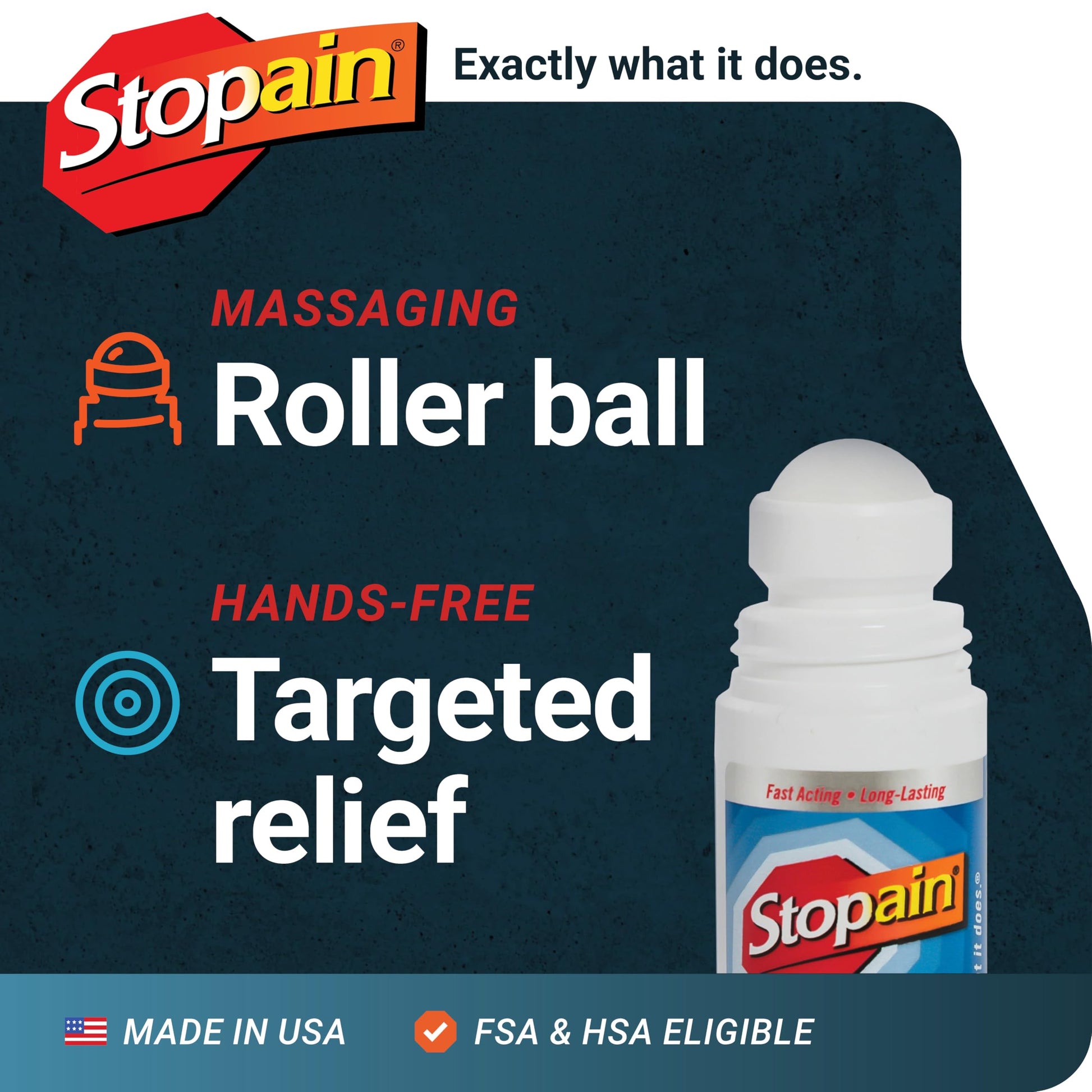 Stopain Pain Relief Roll On Gel 3oz, USA Made, Max Strength Fast Acting with MSM, Glucosamine, Menthol for Arthritis, Lower Back, Knee, Neck, HSA FSA Approved OTC Topical Analgesic Products Stopain uk supplements