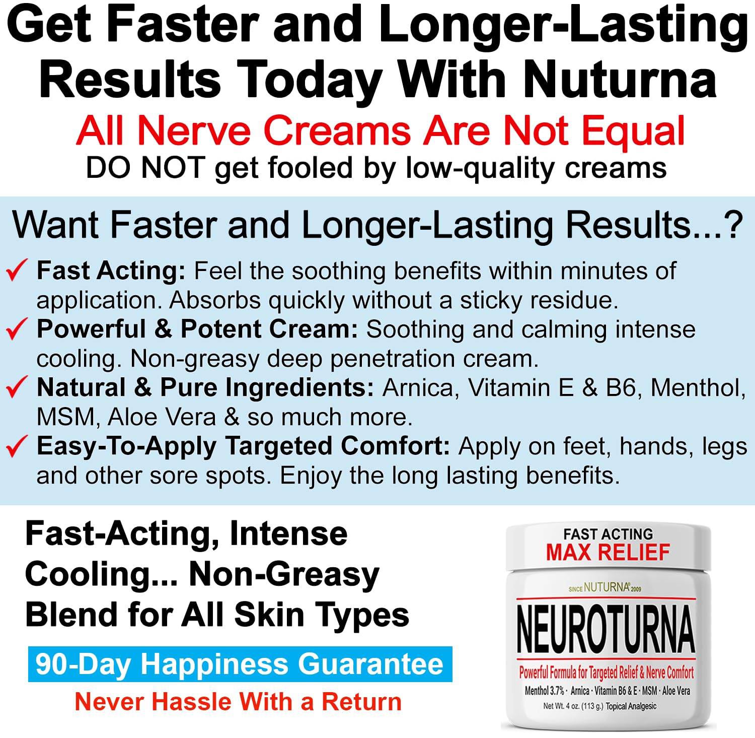 Neuropathy Nerve Cream - Fast Acting for Feet Hands Legs Toes - Ultra Strength Menthol, Arnica, Aloe Vera, MSM, Natural Soothing Nerve Comfort - Extra Large 8 oz Nuturna uk supplements