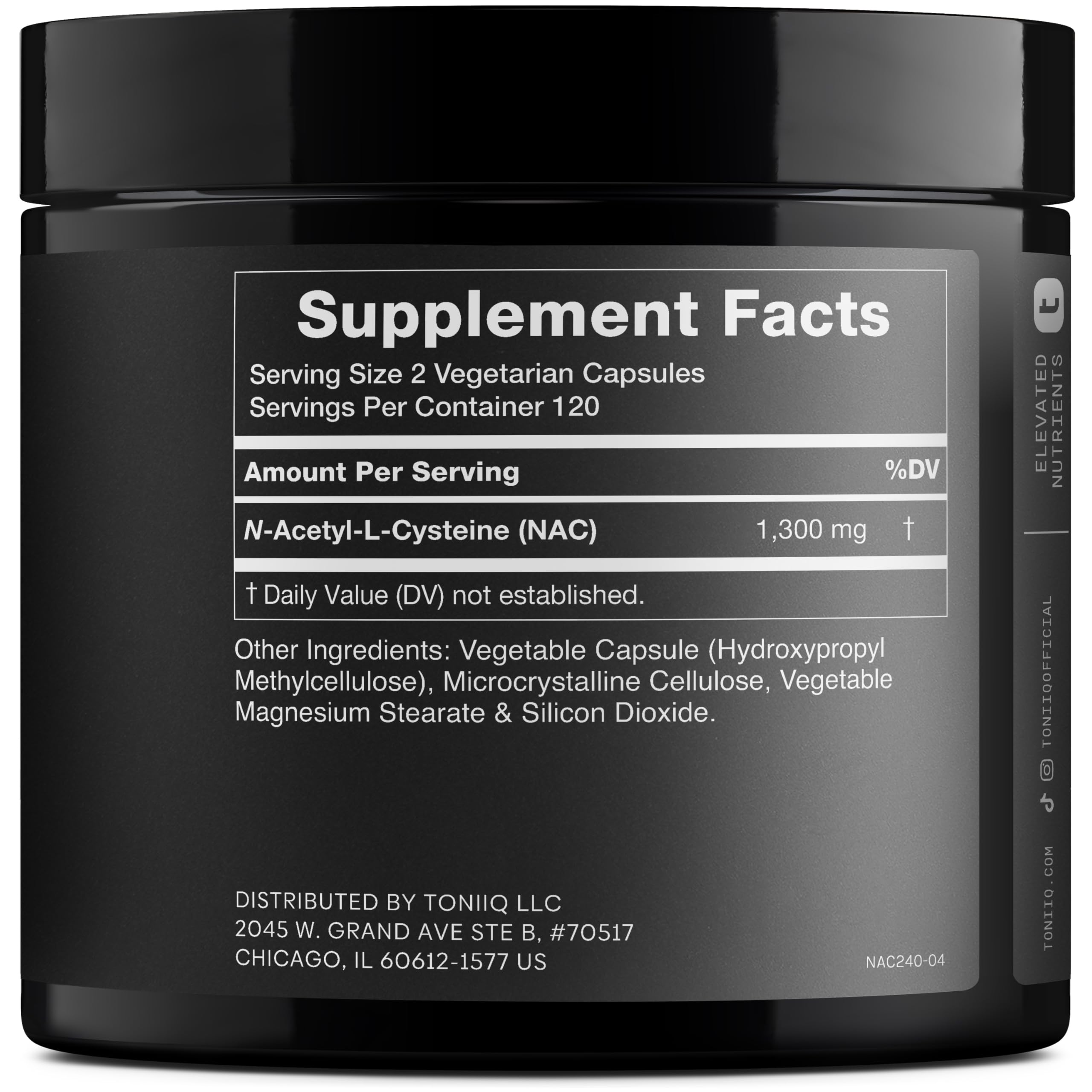 Toniiq 1300mg NAC - 4 Month Supply - Min. 98%+ Tested Purity - Ultra High Strength Bioavailable NAC Cysteine Supplement - 240 Vegetarian N Acetyl Cysteine Toniiq uk supplements