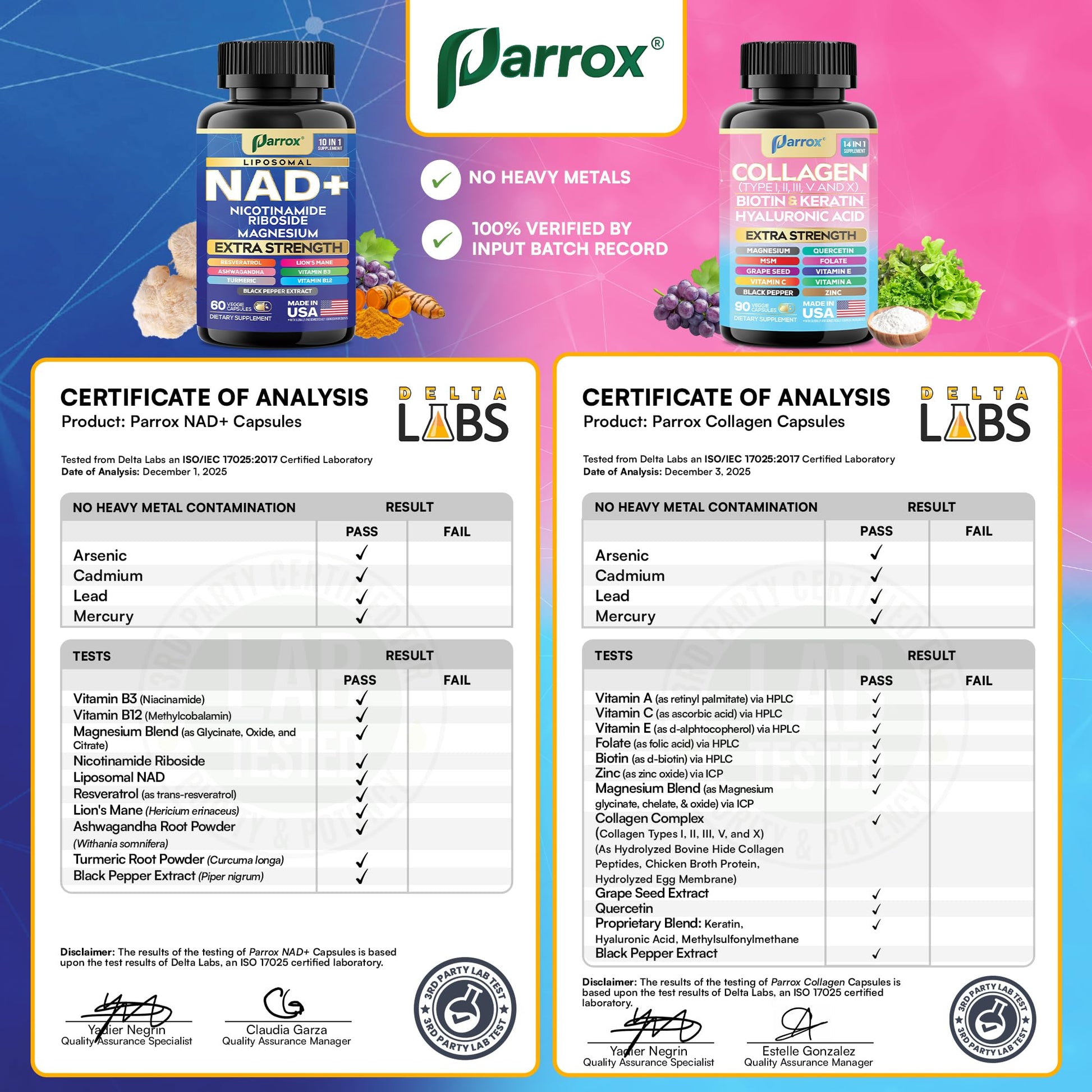 Parrox Forever Young Set with Liposomal NAD, Nicotinamide Riboside, Magnesium, Resveratrol, Lion's Mane, Collagen Peptides Types I, II, III, V and X, Biotin & Keratin, Hyaluronic Acid, Zinc, Quercetin Parrox uk supplements