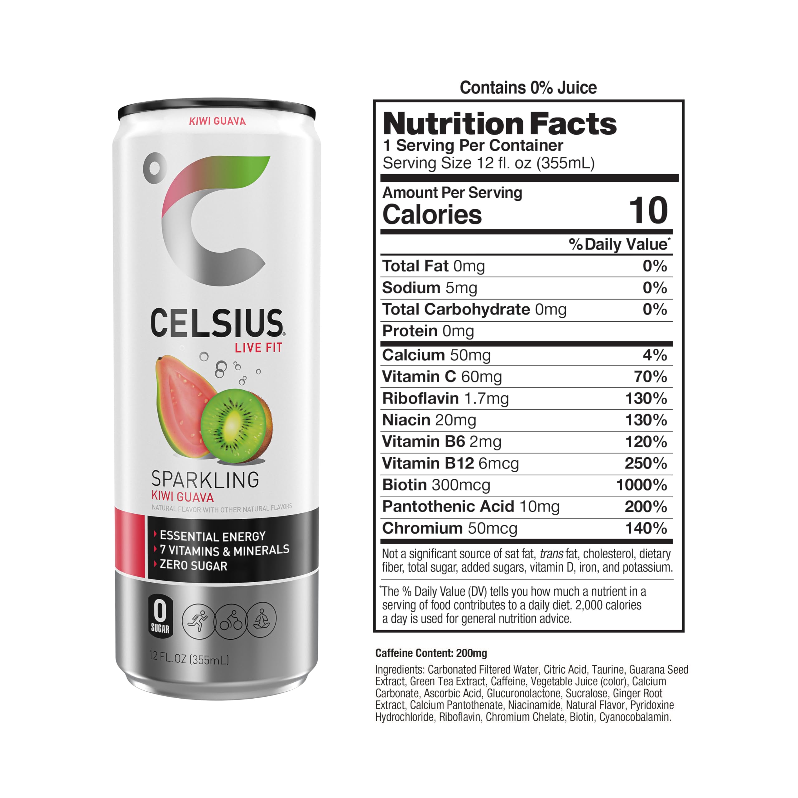 CELSIUS Sparkling Kiwi Guava, Functional Essential Energy Drink 12 Fl Oz (Pack of 12) CELSIUS uk supplements