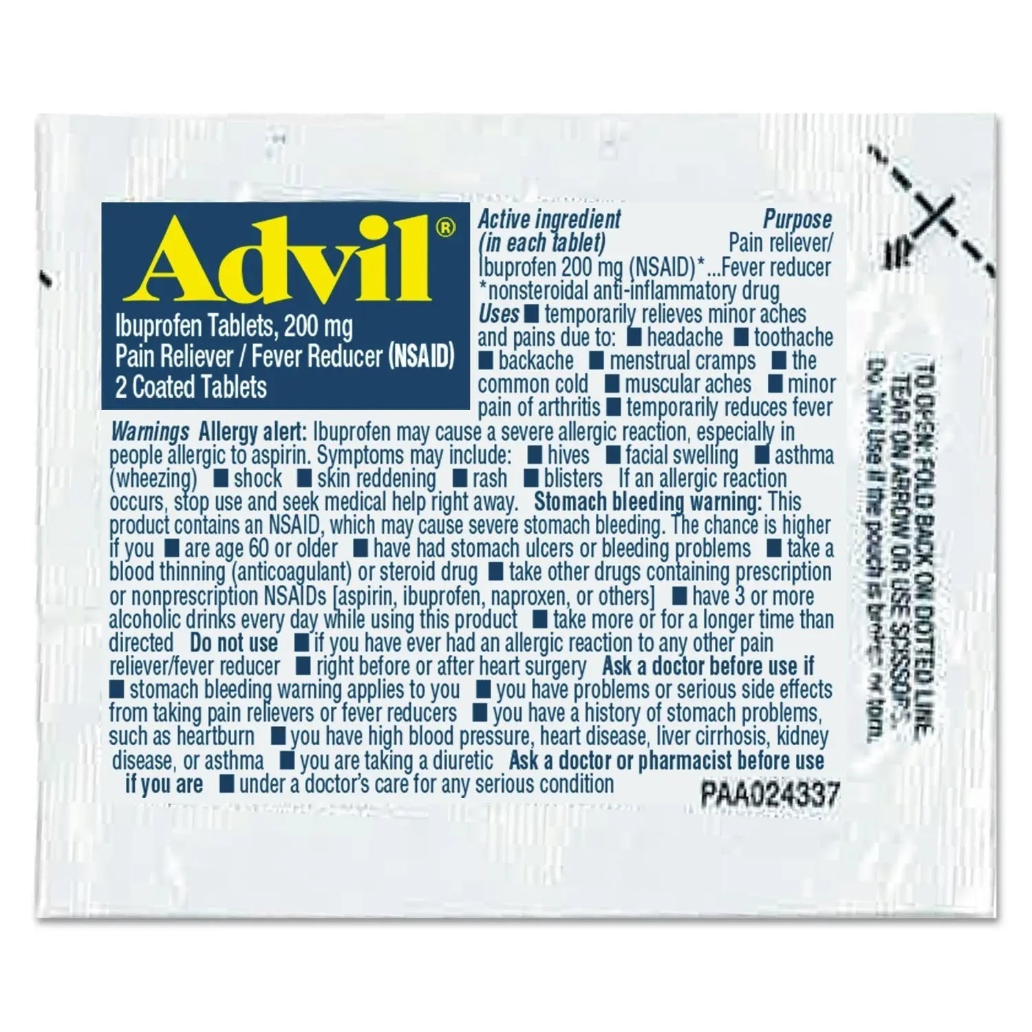 Advil Ibuprofen Tablets, 200mg, Refill Pack, Two Tablets/Packet, 30 Packets/Box Advil uk supplements