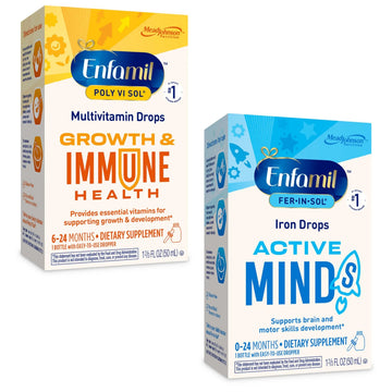 Enfamil Poly-Vi-Sol and Fer-in-Sol Iron Liquid Drop Multivitamin Supplements for Infants and Toddlers, 2x50 mL Dropper Bottle Enfamil Prenatals & Baby Vitamins uk supplements