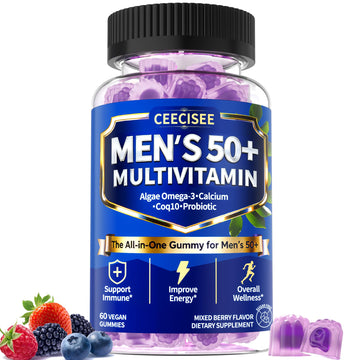 Ceecisee Methylated Multivitamin for Men Over 50: Daily Mens Multivitamins Gummies with Omega Probiotic Magnesium Zinc Vitamins D3 B12 - Energy Immune Support No Iron Vitamins Gummy for Men(60Count) Ceecisee uk supplements