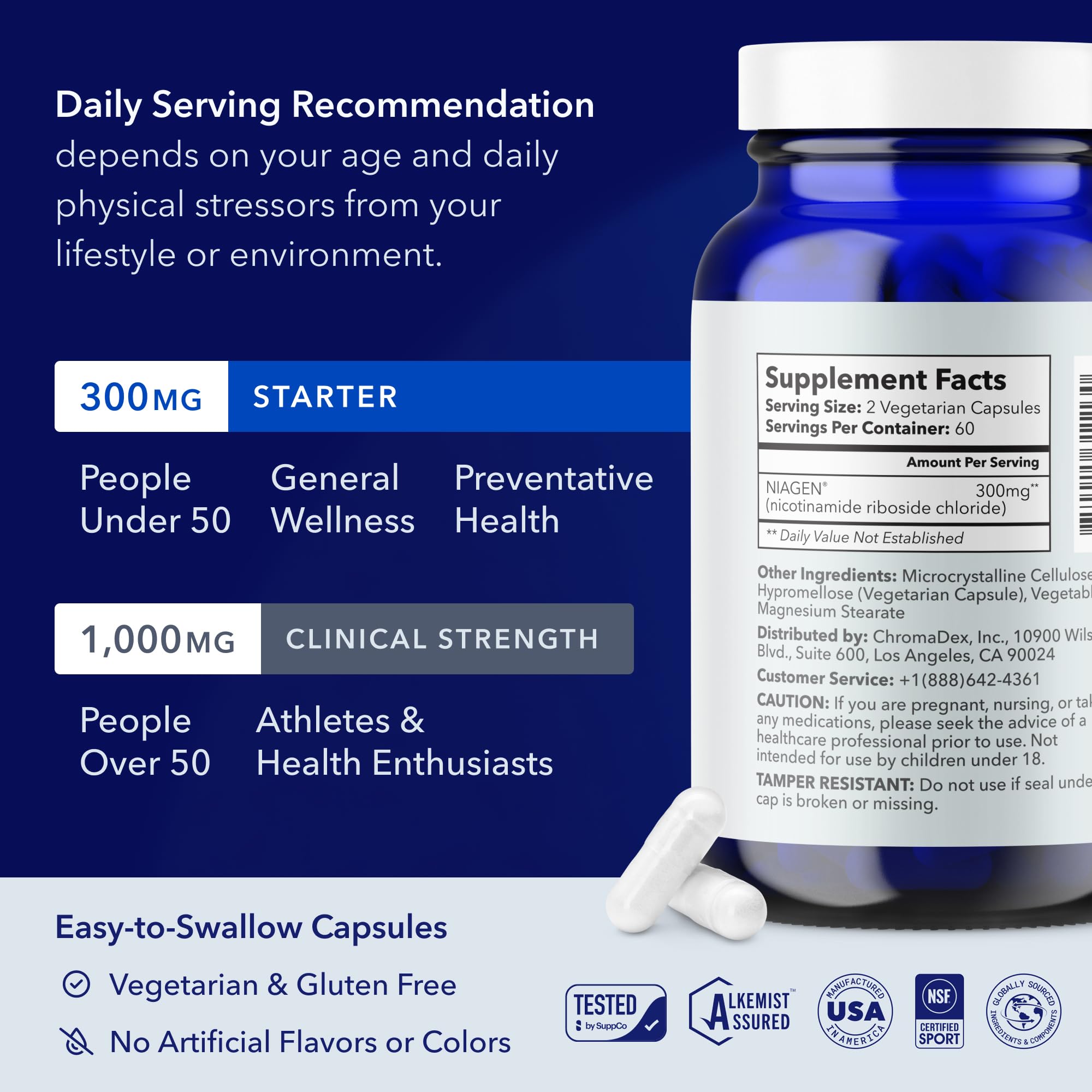 TRU NIAGEN Patented NAD Supplement for Brain Function, Anti Aging & Cell Regeneration, Niagen, 60 300mg Servings | Supports Cellular Energy, Muscle | Nicotinamide Riboside (NR) Take 2 Daily | 1 Bottle TRU NIAGEN uk supplements