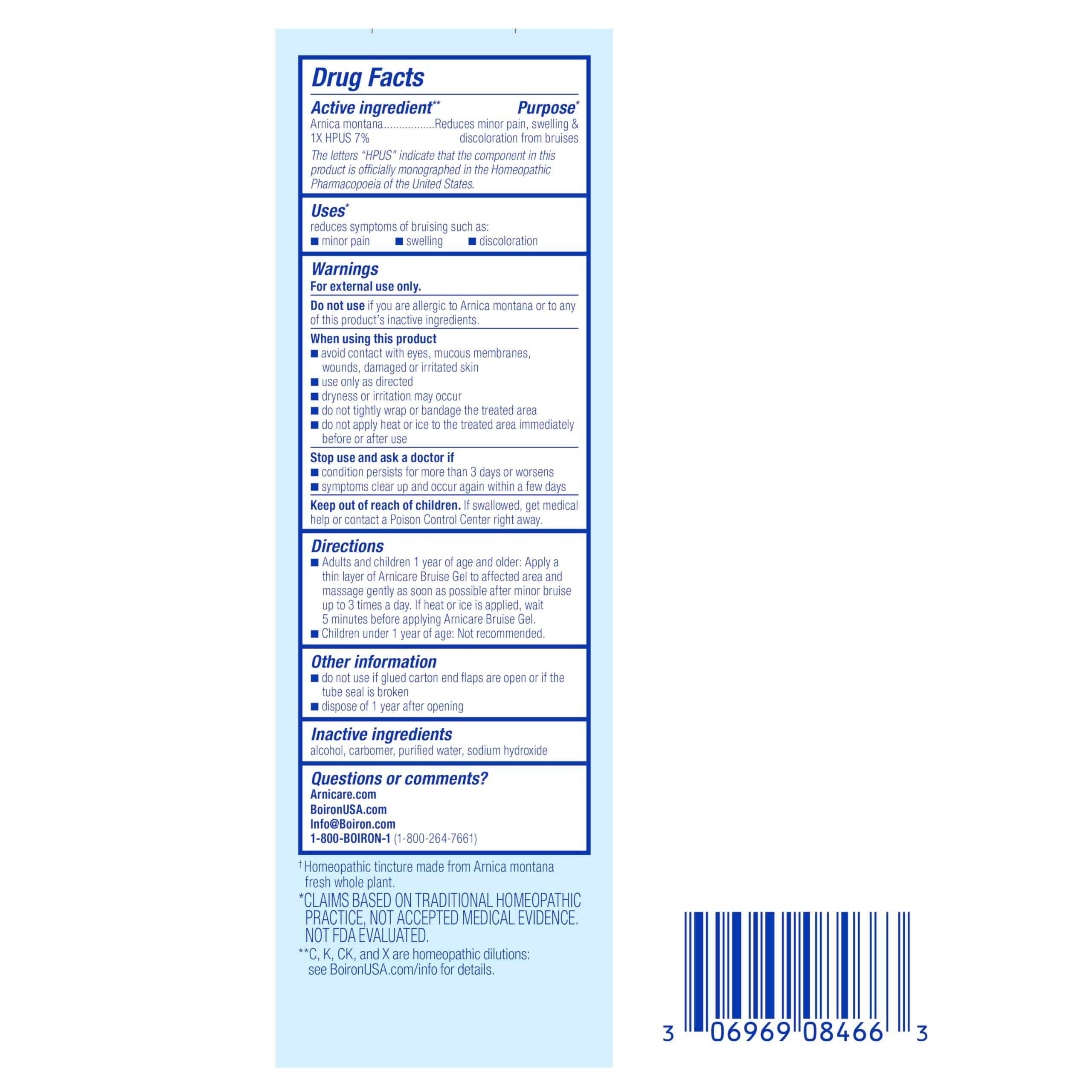 Boiron Arnicare Bruise Gel for Pain, Inflammation or Swelling, Soreness, and Discoloration - Non-greasy and Fragrance-Free - 4.2 oz Boiron uk supplements