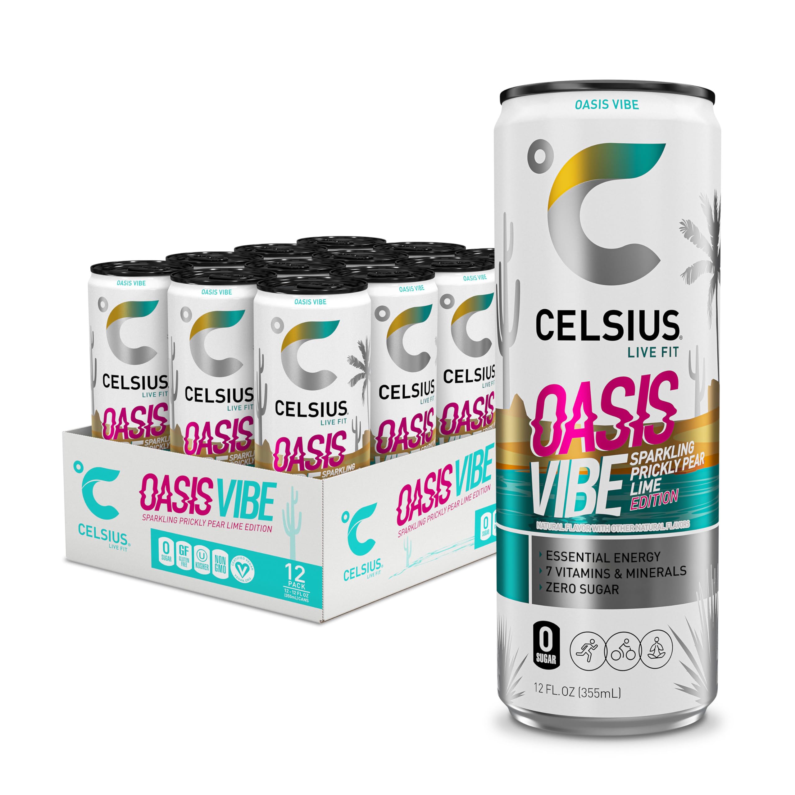 CELSIUS Sparkling Oasis Vibe, Functional Essential Energy Drink, 12 Fl Oz (Pack of 12) CELSIUS uk supplements
