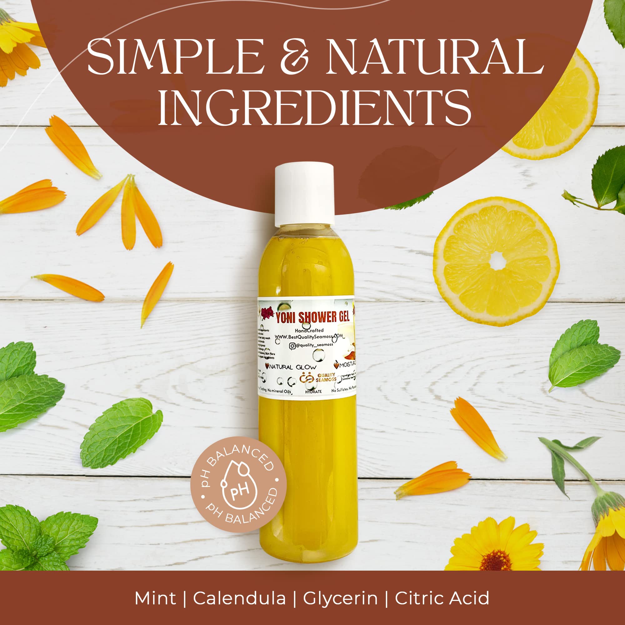 Ph Balance Feminine Wash - Vee Health & Yoni Wash Shower Gel- Use with Yoni Oil. Moisturizing Calendula Quality Seamoss and Yoni Oil uk supplements