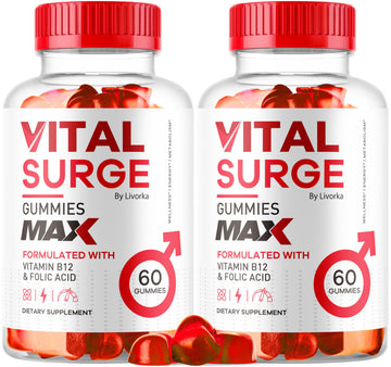 (2 Pack) Vital Surge - Vital Surge for Men, Max Maximum Strength 1050 MG, VitalSurge Supplement Support Gummy Advanced Formula, Premium Vitamin Gomitas (120 Gummies) LIVORKA uk supplements