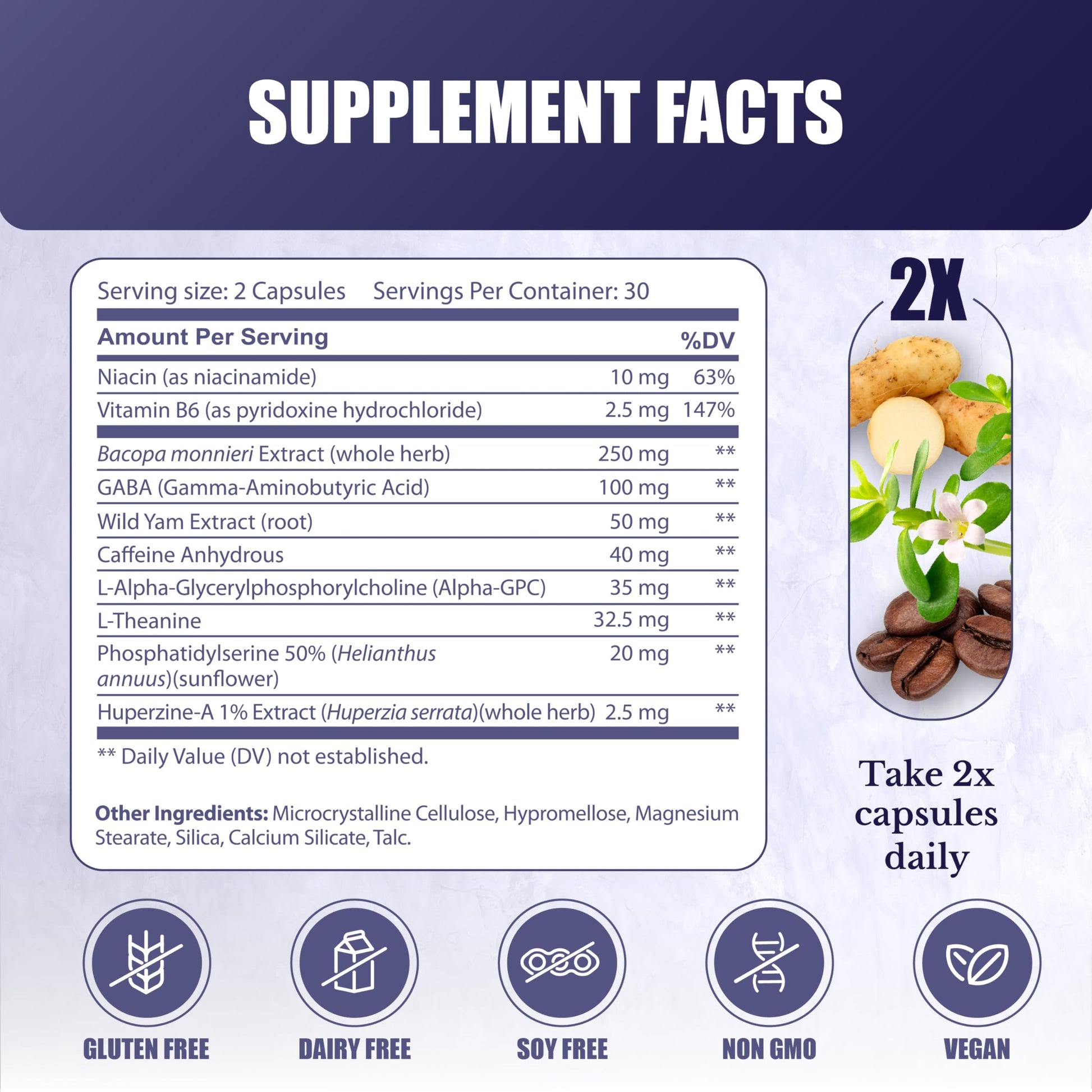 NATION HEALTH MD Cognilux - Brain Supplements for Memory and Focus - Nootropic Focus Supplement with Niacin, Vitamin B6, GABA and More - Memory Supplement for Brain, Brain Health NATION HEALTH MD uk supplements