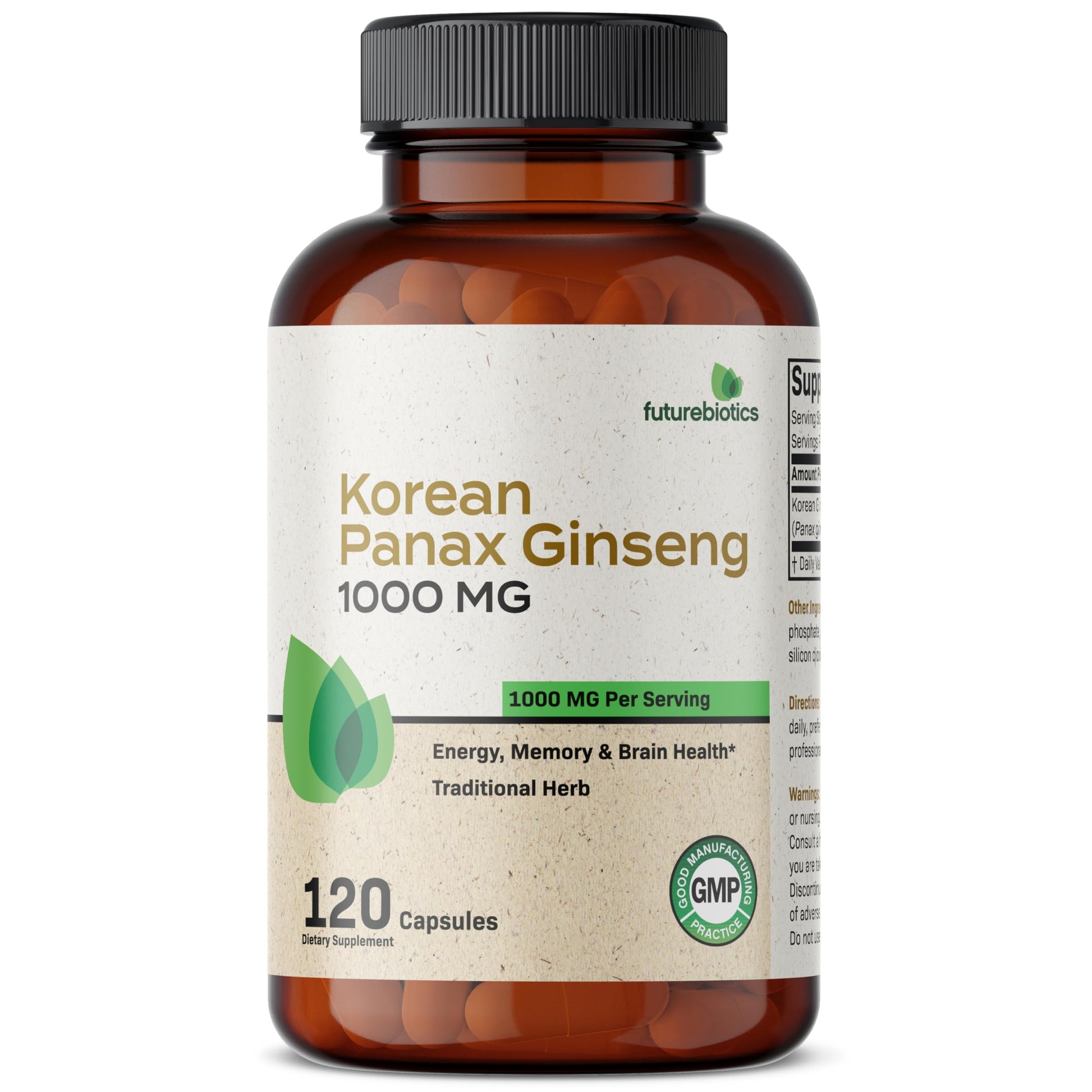 Futurebiotics Korean Panax Ginseng 1000 MG Per Serving Energy, Memory & Brain Health Futurebiotics uk supplements