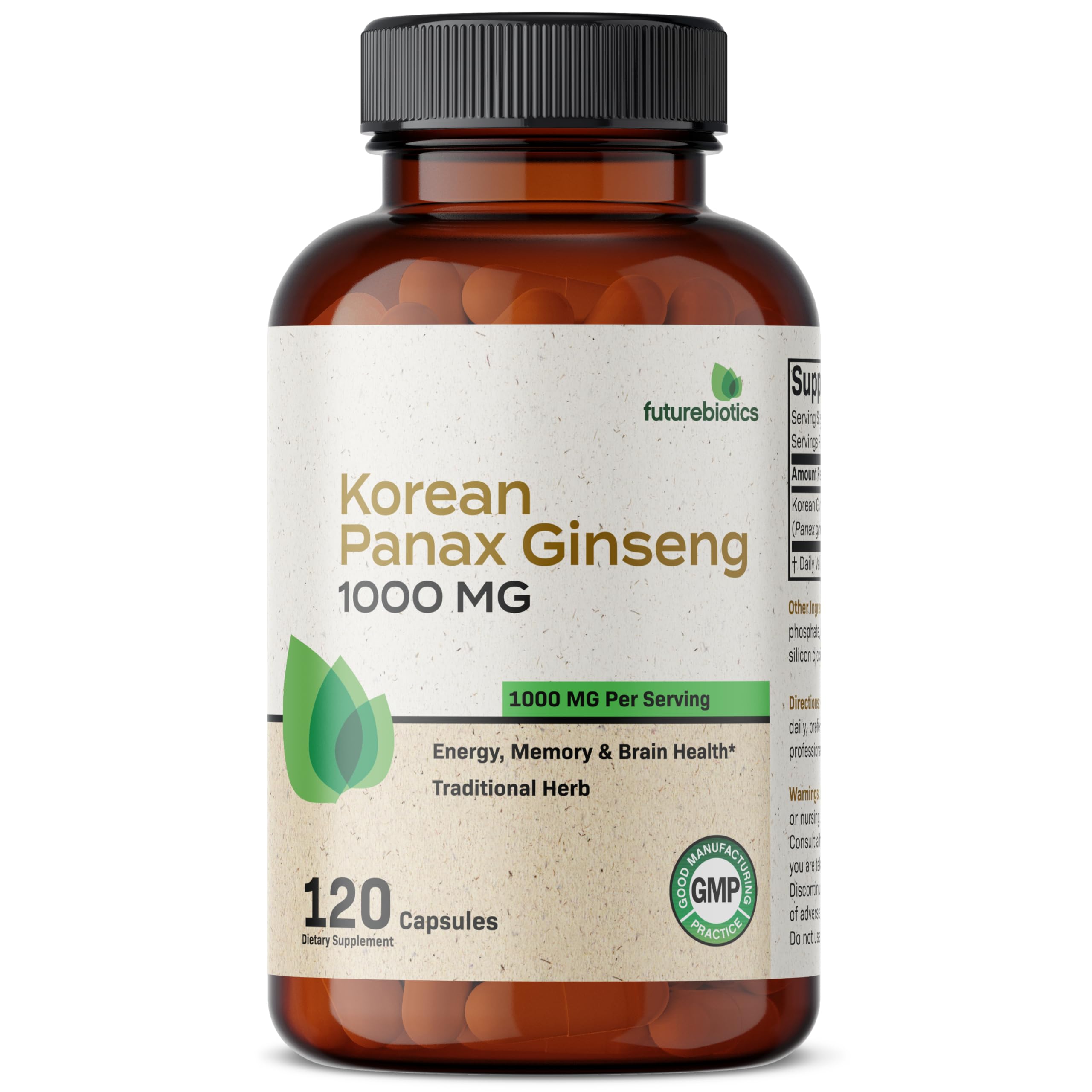 Futurebiotics Korean Panax Ginseng 1000 MG Per Serving Energy, Memory & Brain Health Futurebiotics uk supplements