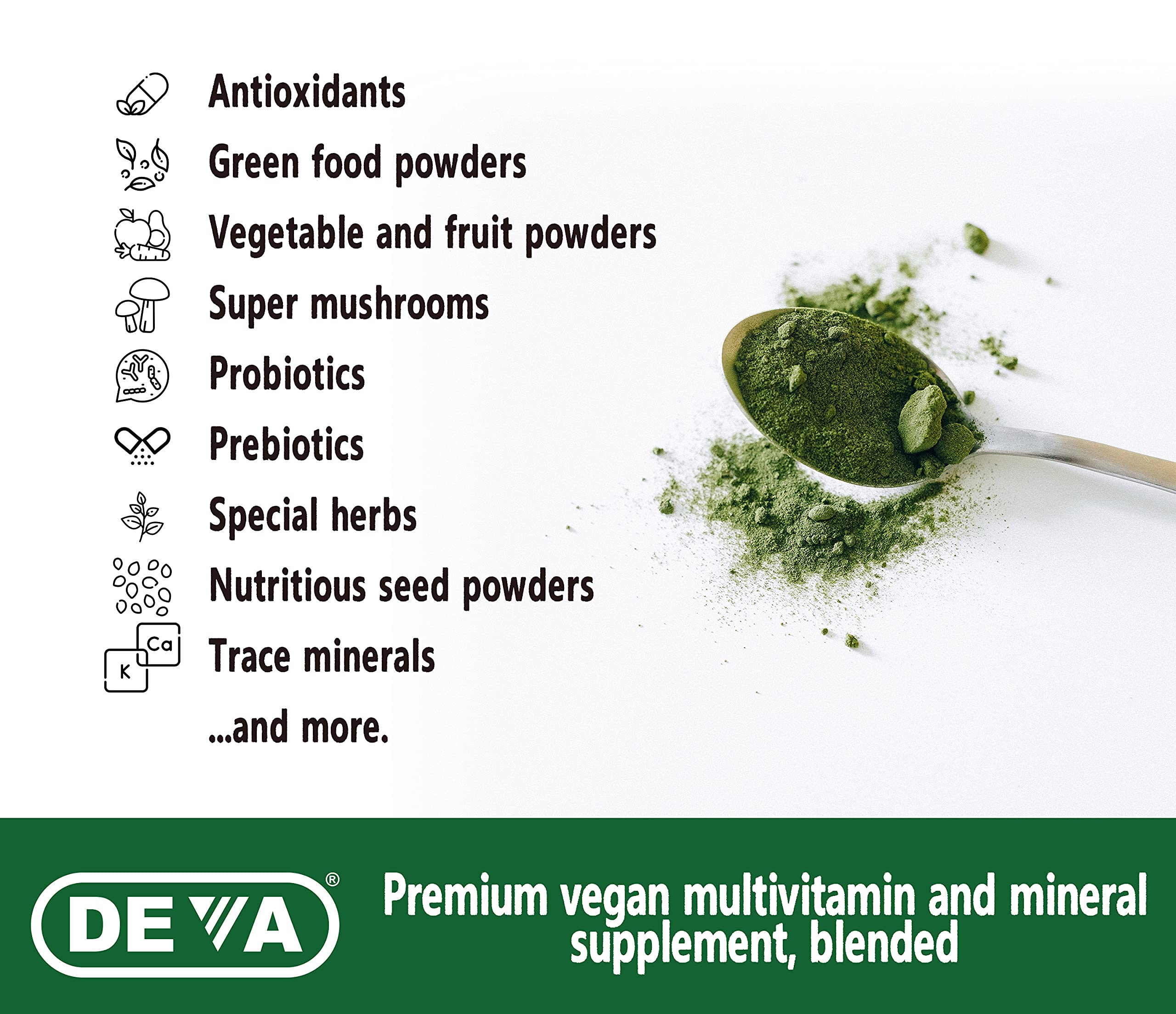 DEVA Tuba Prime Vegan Multivitamin - High-Potency Vitamin and Mineral Dietary Supplement - Antioxidants, Fruit and Vegetable Blend, Super Mushrooms, Probiotics, Prebiotics, Seeds, Herbs - 90 Tablets DEVA uk supplements