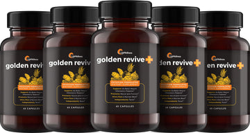 UpWellness Golden Revive + Joint Support Supplement Featuring Turmeric with Black Pepper, Quercetin, and Magnesium- Turmeric Boswellia Supplement - 6 Active Ingredients - 60 Capsules, 5 Pack UpWellness uk supplements