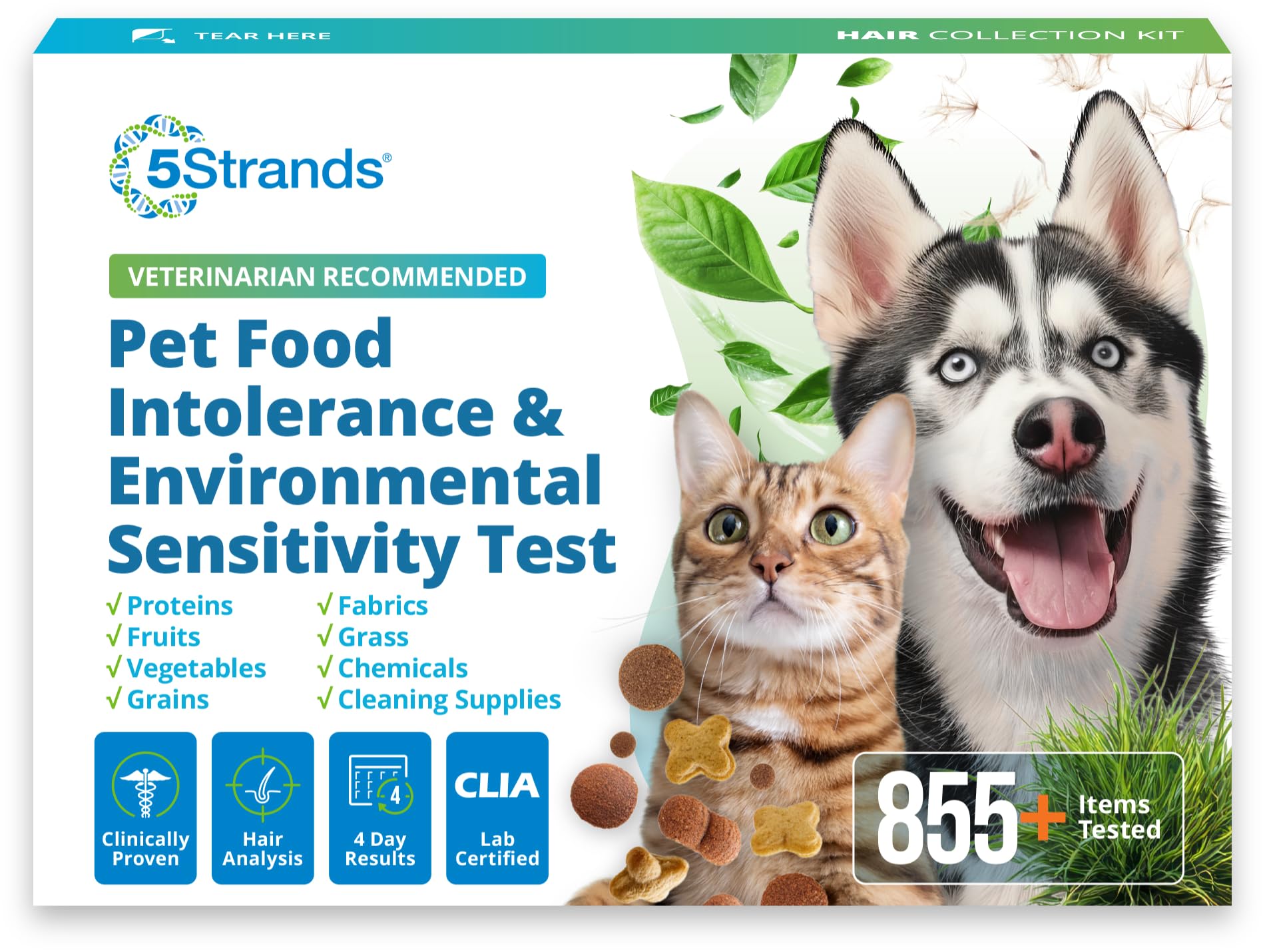 5Strands Pet Food Intolerance & Environmental Sensitivity Test, at Home Gut Health Test for Dogs & Cats, 857 Items Tested, Pet Health Check, Results in 4 Days, for All Ages and Breeds 5Strands uk supplements