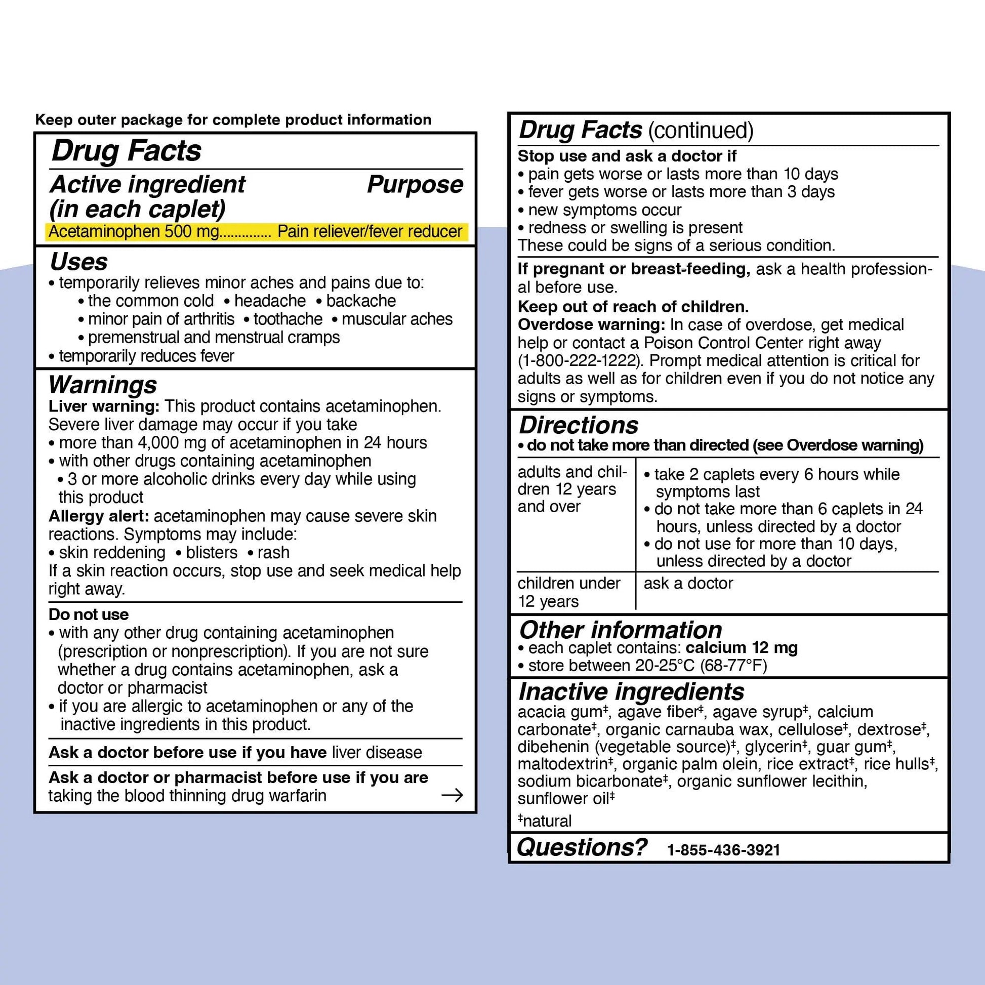 Genexa Clean Acetaminophen 500mg Extra Strength, Dye Free Pain Reliever Fever Reducer, 0% Artificial Additives, Pain Medicine for Adults, Relieves Headache, Backache, Minor Arthritis Pain, 100 Tablets Genexa uk supplements