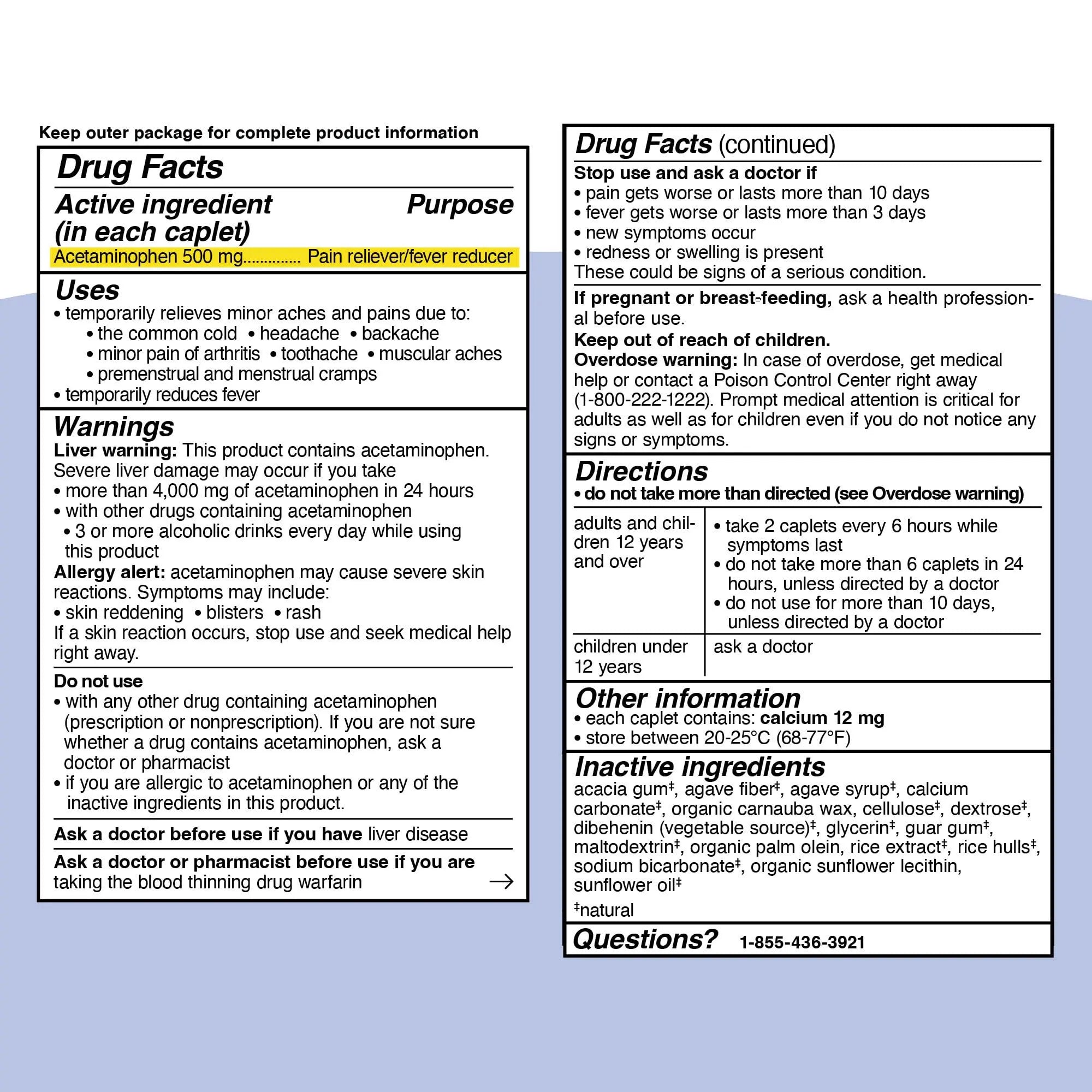 Genexa Clean Acetaminophen 500mg Extra Strength, Dye Free Pain Reliever Fever Reducer, 0% Artificial Additives, Pain Medicine for Adults, Relieves Headache, Backache, Minor Arthritis Pain, 100 Tablets Genexa uk supplements