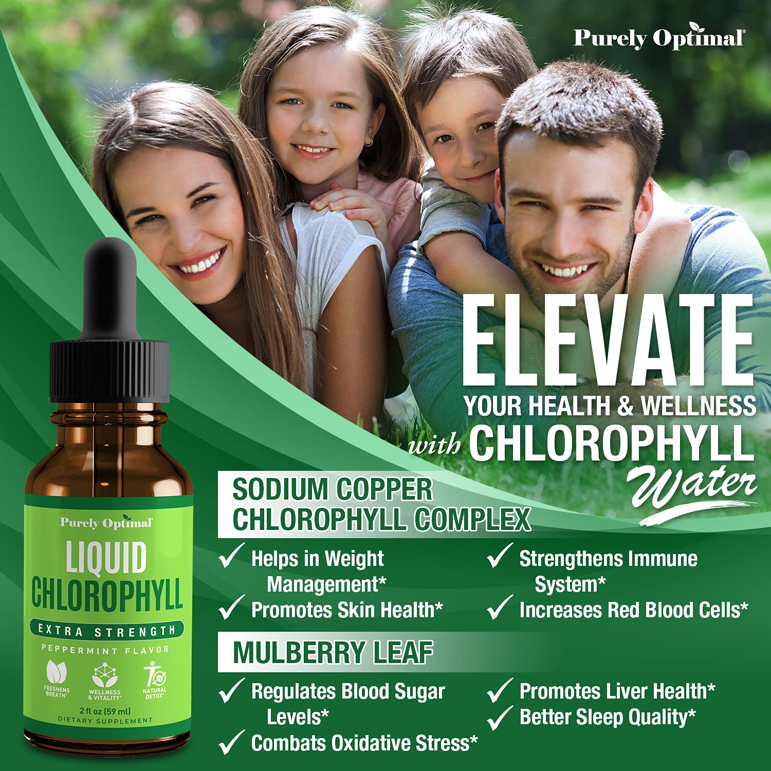 Premium Chlorophyll Liquid Drops - 100% Natural & Gluten Free Liquid Chlorophyll Purely Optimal uk supplements