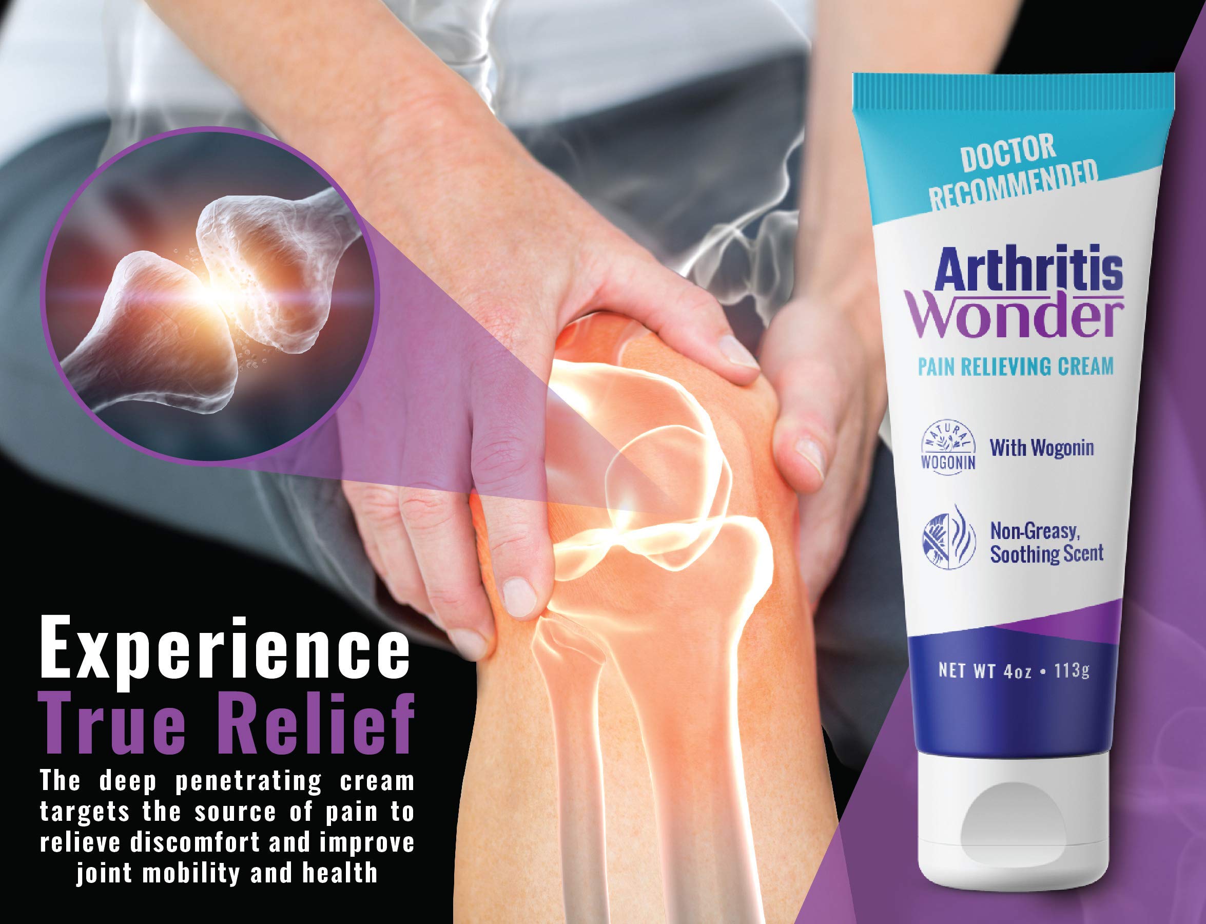Arthritis Wonder Pain Relief Cream, 4 oz – Arthritis Pain Relief Cream for Hand, Knee, Foot and Wrist Joints – Fast-Acting, Deep Penetrating, Non-Greasy Formula with Natural Wogonin Arthritis Wonder uk supplements