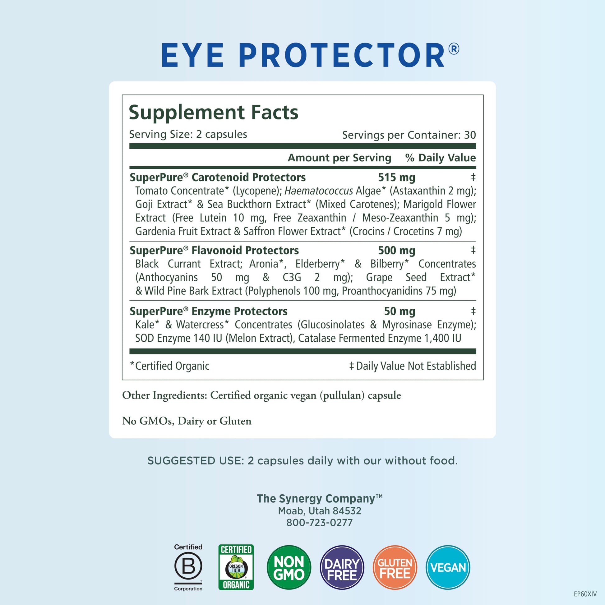 PURE SYNERGY Eye Protector | 100% Natural, Vegan Eye Health Supple PURE SYNERGY uk supplements