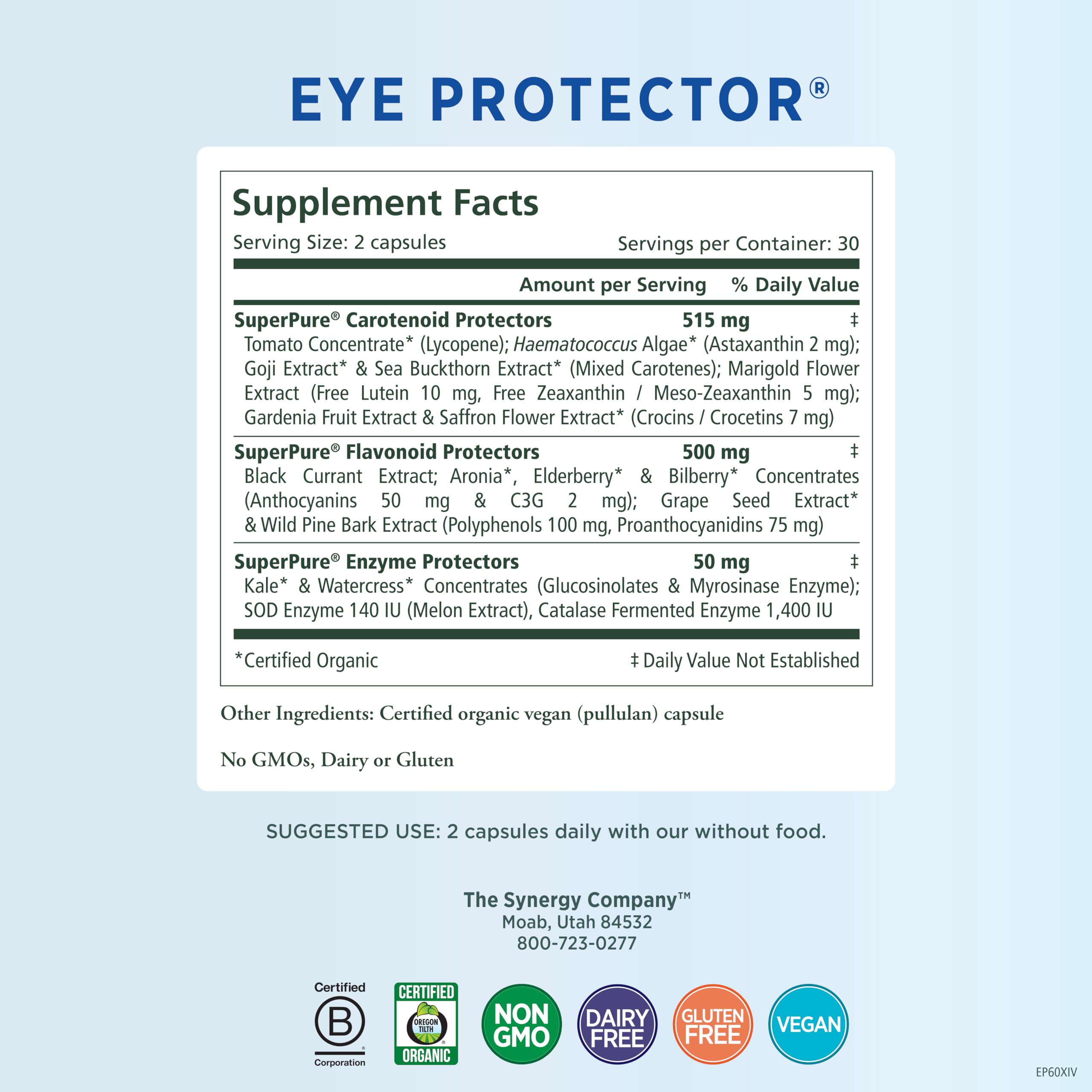 PURE SYNERGY Eye Protector | 100% Natural, Vegan Eye Health Supple PURE SYNERGY uk supplements