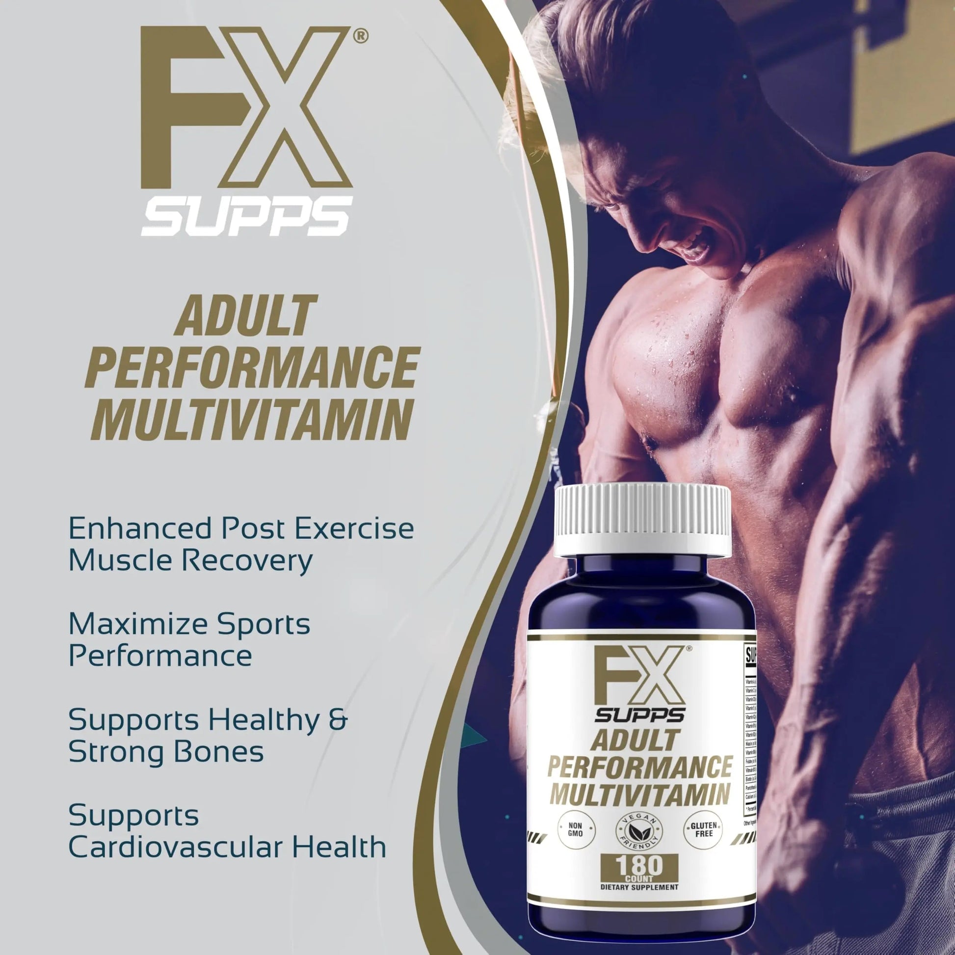 FXSUPPS Performance Multi-Vitamin with Amino Acids, Beta-Alanine and L-Carnitine, Enhanced Performance and Recovery, 180 Tablets FXSUPPS uk supplements