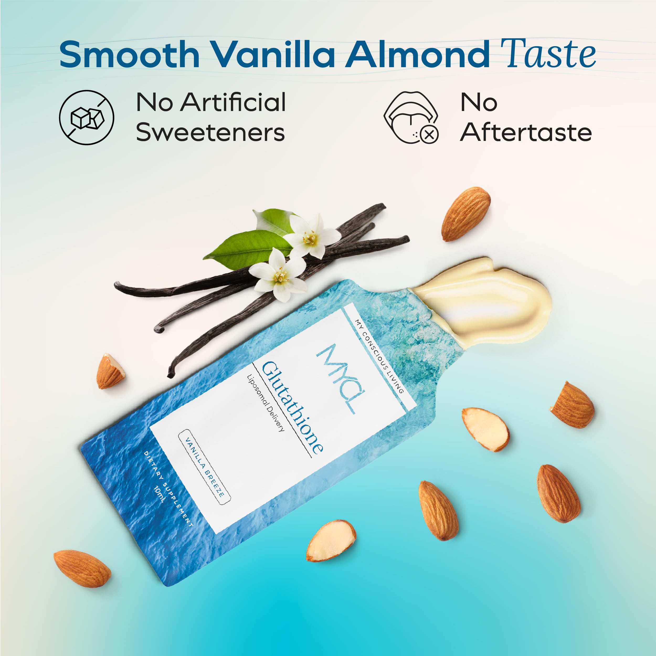 MYCL Liposomal Glutathione Supplement Squeeze Packs – Vitamin E and MCT Oil – Skin, Hair and Nail Health– High Absorption - Vanilla Almond – 30 Single-Serve Packets MYCL uk supplements