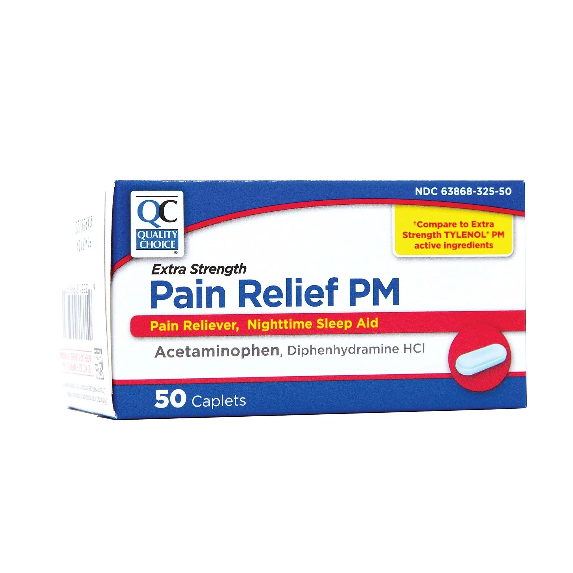 Quality Choice Extra Strength Pain Relief PM, Pain Reliever and Nighttime Sleep Aid, Acetaminophen 500 mg & Diphenhydramine HCI 25 mg (Sleep Aid), 50 Count Package of Caplets Quality Choice uk supplements