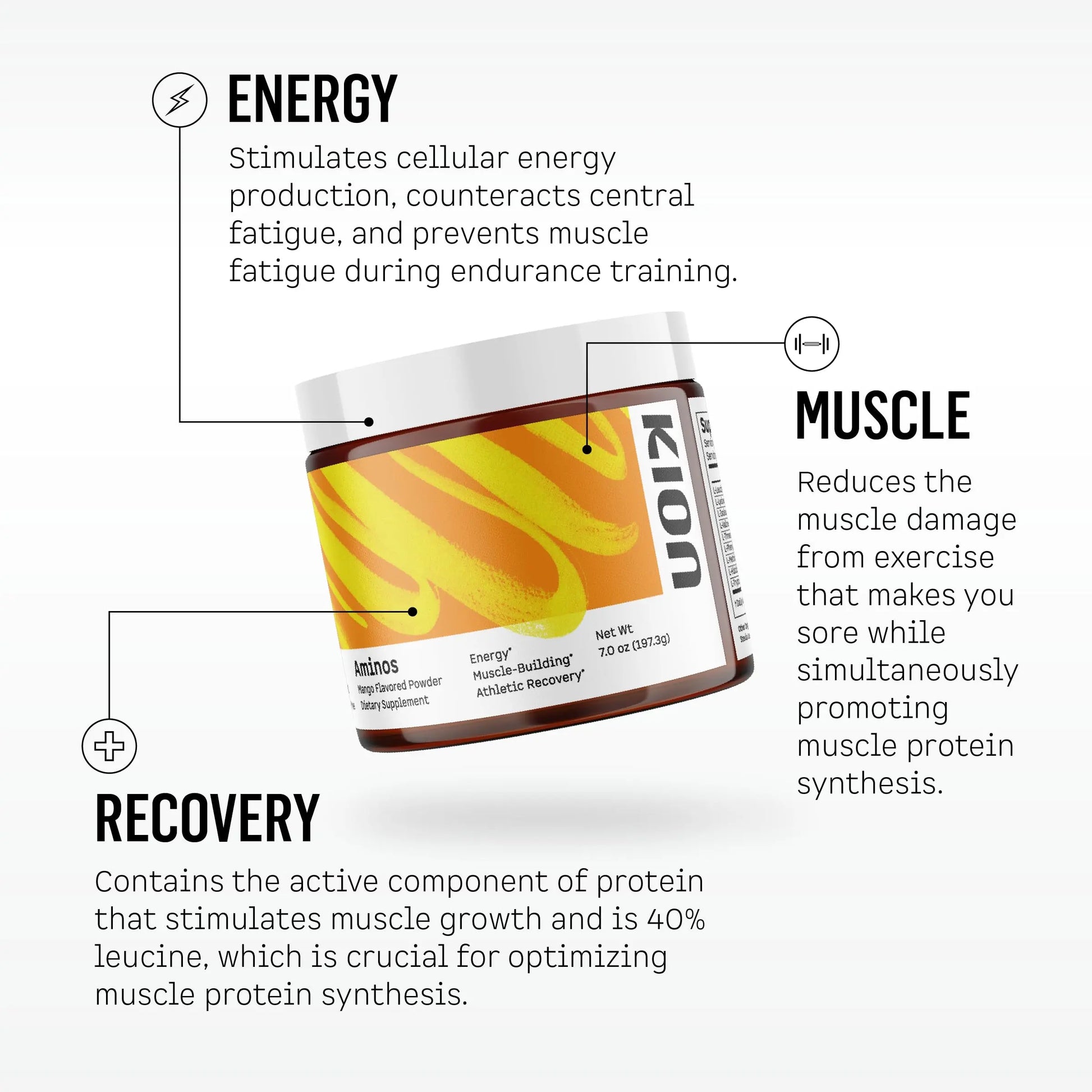Kion Aminos - Essential Amino Acids Supplement, Essential Amino Acids Powder for Muscle Recovery, BCAA EAA No Caffeine, Amino Acid Powder, Essential Amino Energy - 30 Servings, Mixed Berry Kion uk supplements