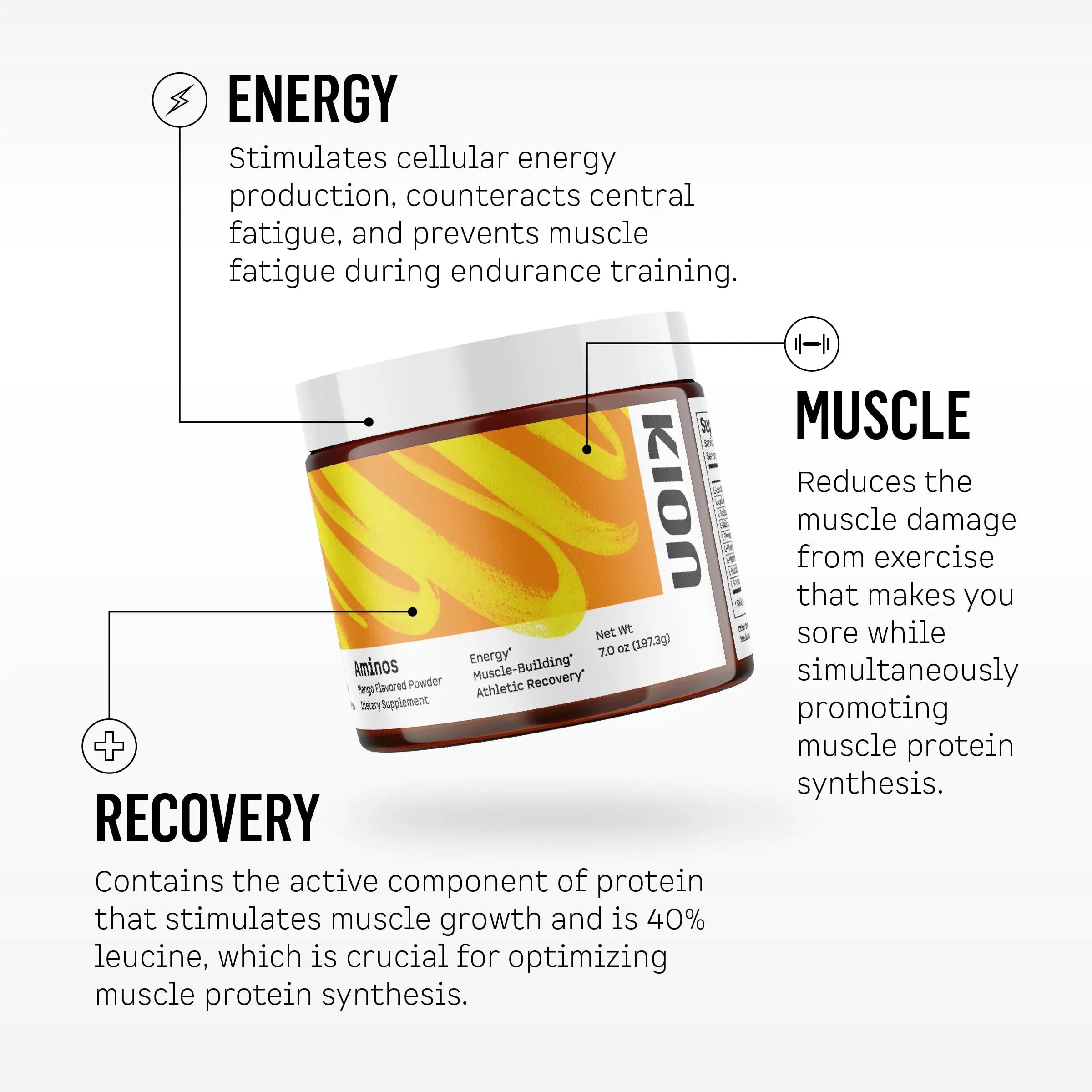 Kion Aminos - Essential Amino Acids Supplement, Essential Amino Acids Powder for Muscle Recovery, BCAA EAA No Caffeine, Amino Acid Powder, Essential Amino Energy - 30 Servings, Mixed Berry Kion uk supplements
