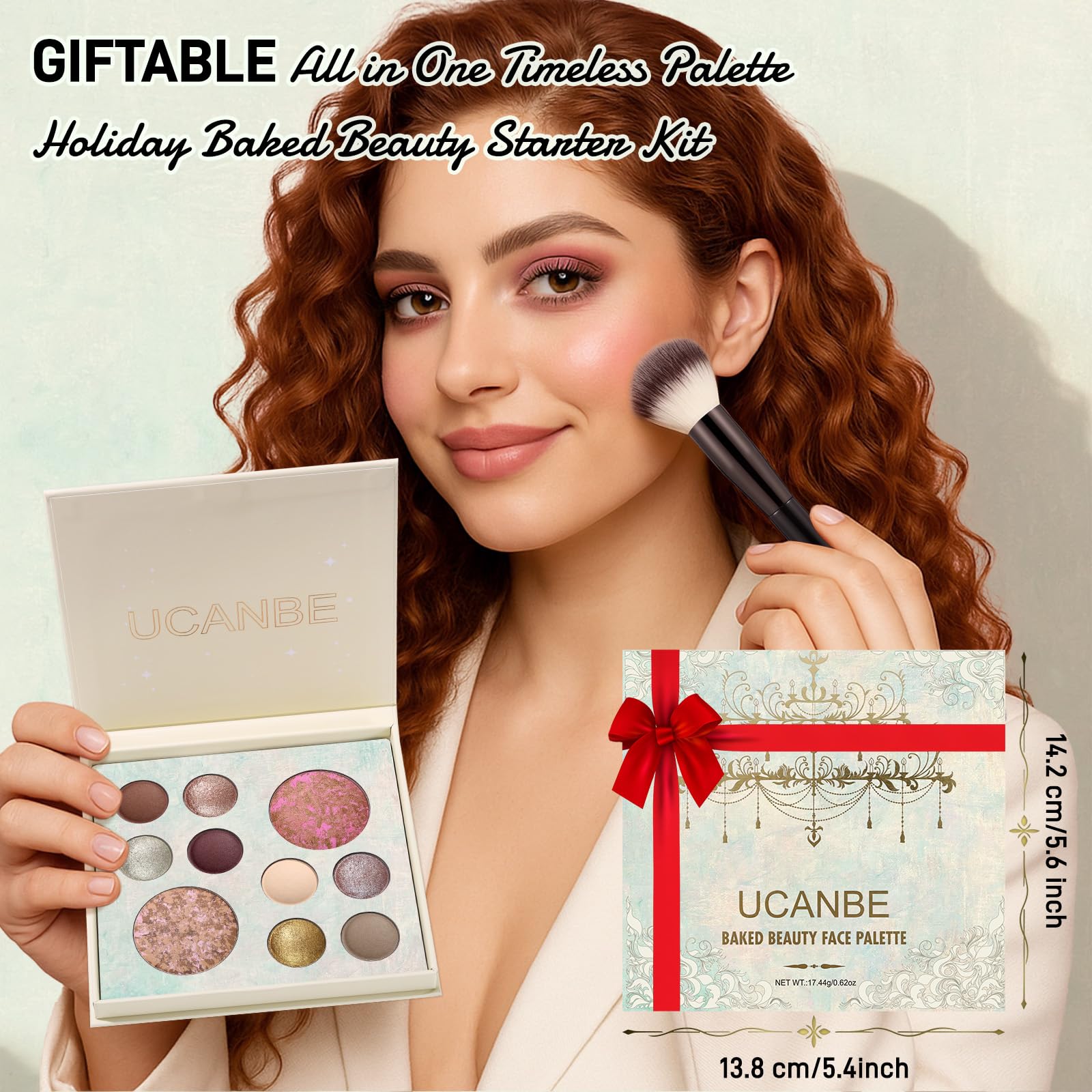 UCANBE Full Size Baked Makeup Palette Set - Include Blush, Bronzer, 8 Eyeshadows & Brushes, Pigmented All-in-One Face & Eye Compact Powder Beauty Holiday Gift Kit for Starter & Pros, Travel Friendly UCANBE uk supplements