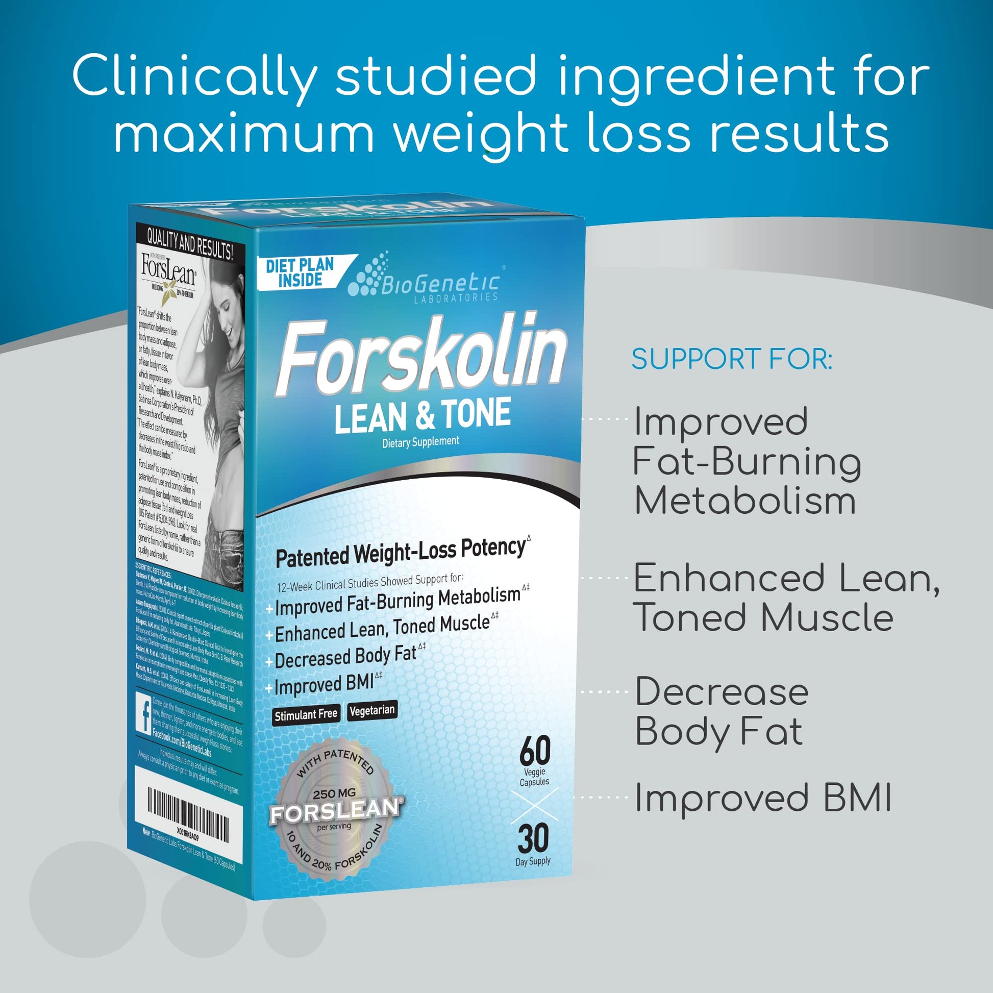 BioGenetic Labs Forskolin Lean & Tone - Weight Loss Pills - Body Toning Formula Fat Burner BioGenetic Laboratories uk supplements