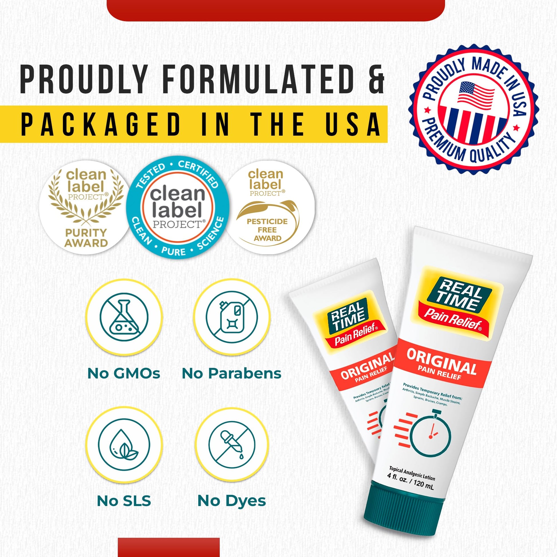 Real Time Pain Relief Cream 4oz Tube | 17 Natural Ingredients: 1.25% Menthol, Arnica & MSM | Muscle Strain & Joint Discomfort Relief for Arthritis, Cramps, Sprains, Bruises, Hands, Back & Knee Pain Real Time Pain Relief uk supplements