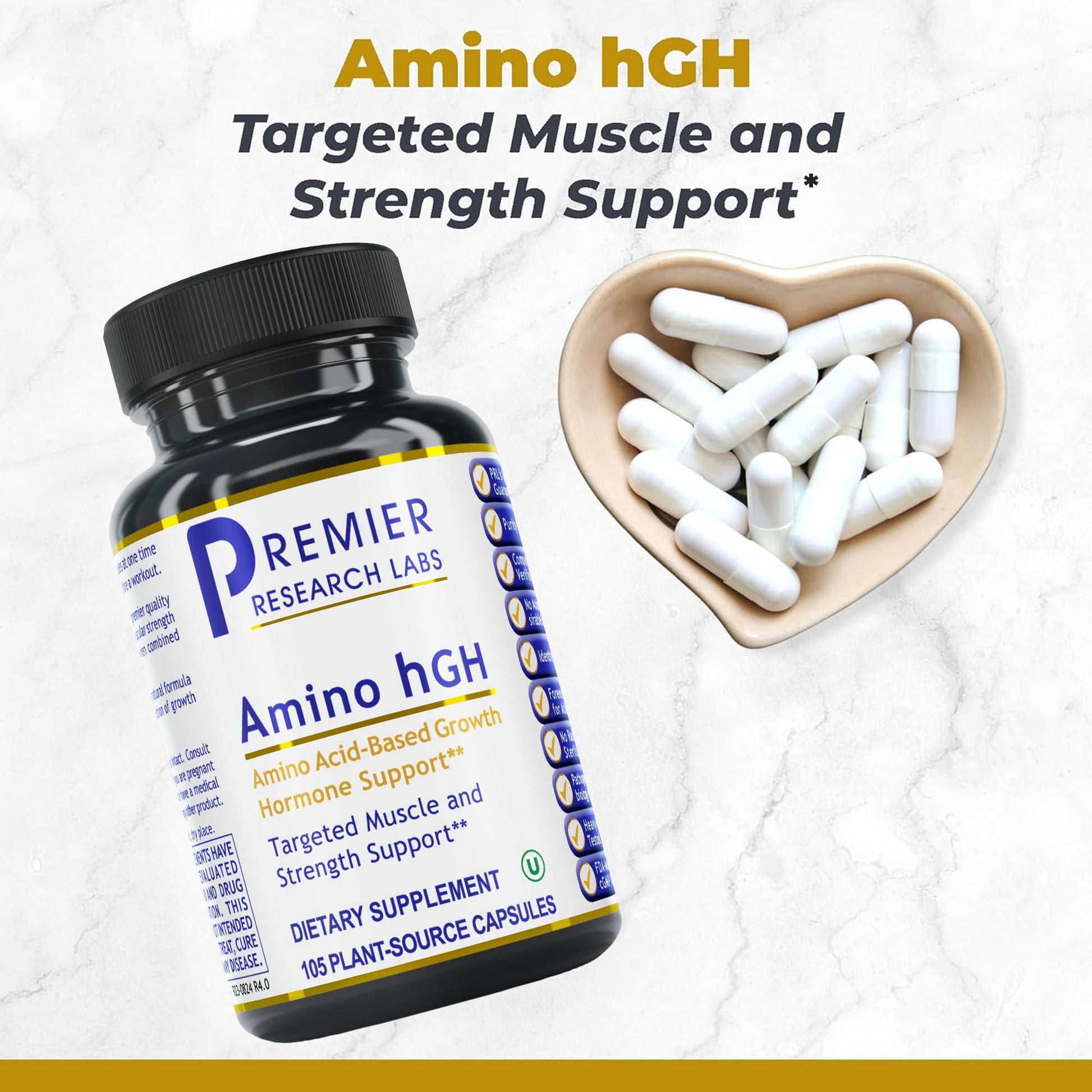 Premier Research Labs Amino HGH - HGH Supplements for Men, HGH Supplements for Women, Amino Acids, L-Arginine, L-Lysine, HGH Enhancer, Support Human Growth Hormone and Muscle Growth - 105 Capsules Premier Research Labs uk supplements
