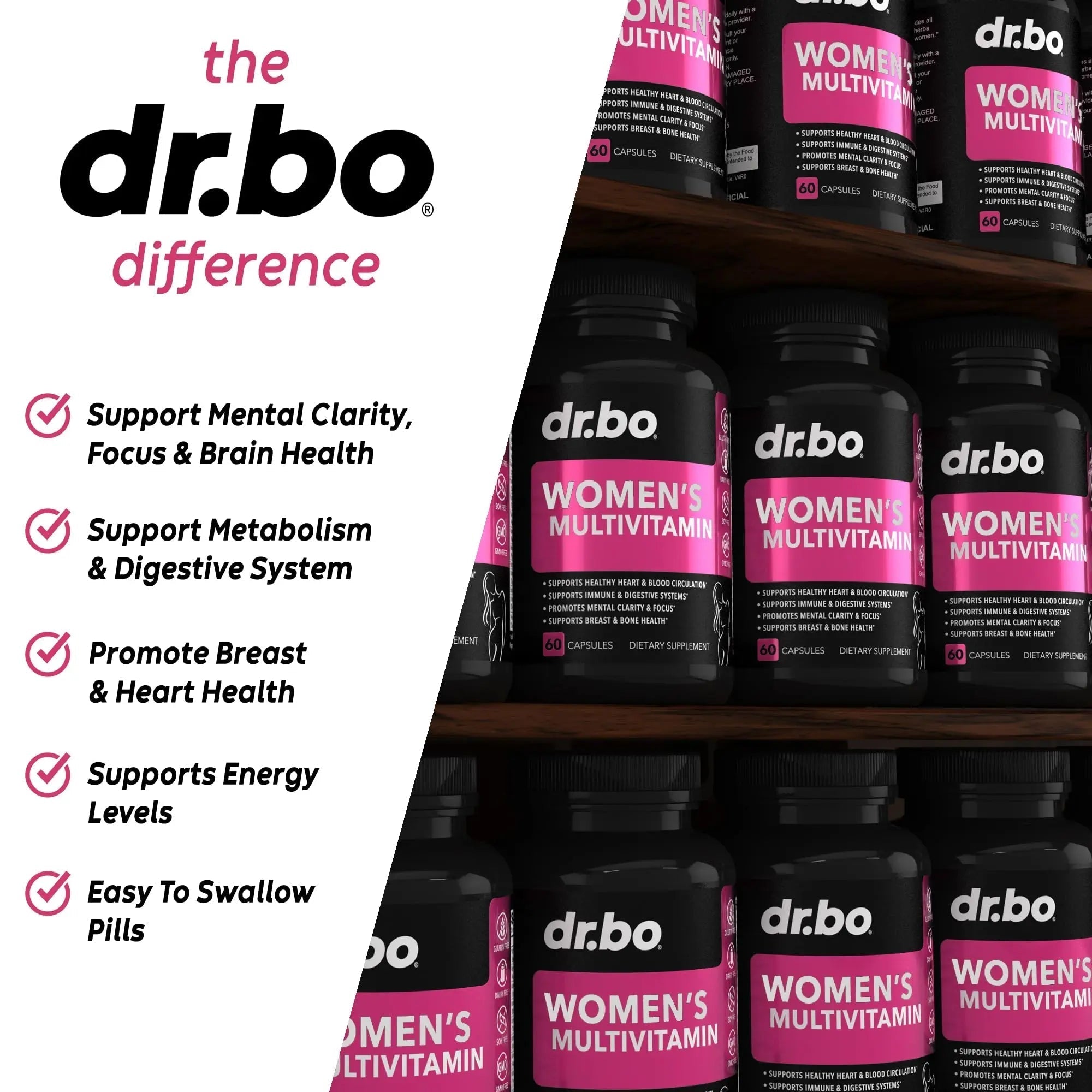 Womens Multivitamin - Natural Daily Multi Vitamins for Women - Womans Energy Vitamin DR. BO uk supplements
