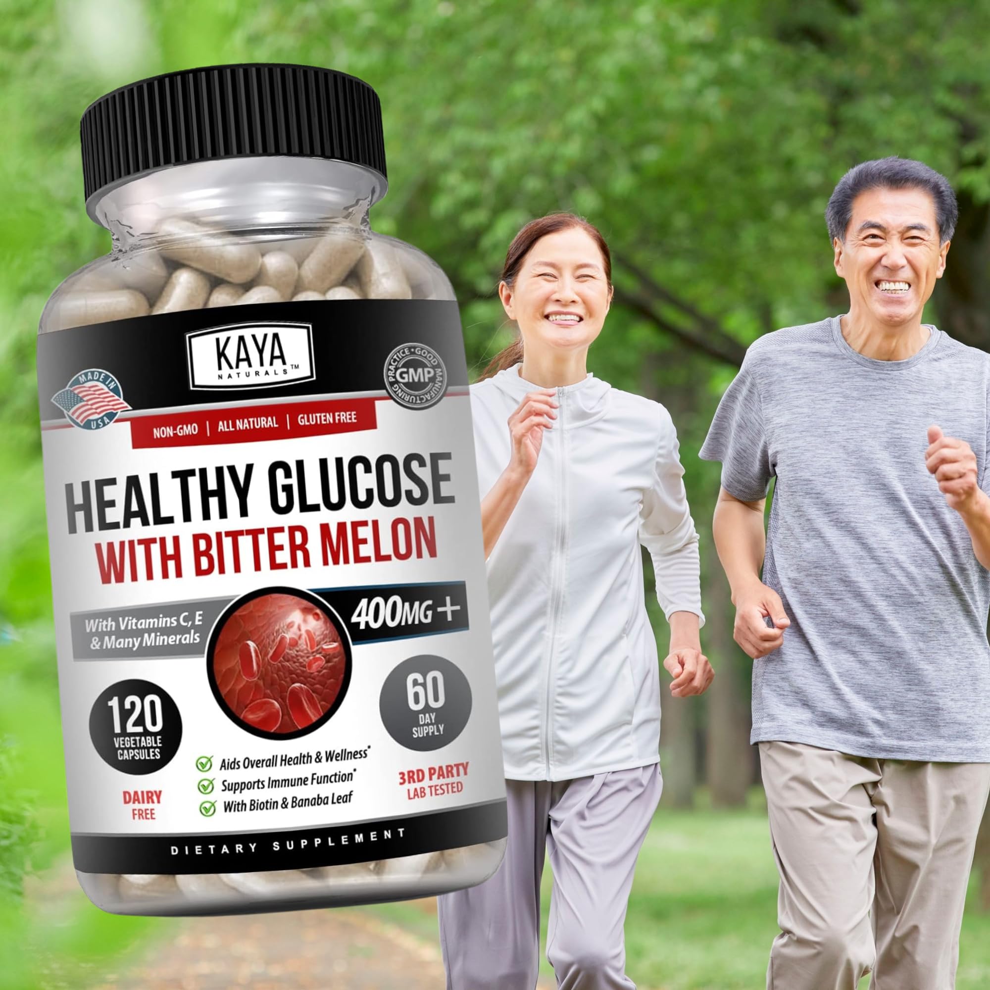 Kaya Naturals Healthy Gluco with Bittermelon Supplement | Support Healthy Levels and Function, 20 Herbs Vitamins and Minerals, Alpha Lipoic Acide, Cinnamon, Vitamin C & E, Non-GMO (120 Count) Kaya Naturals uk supplements